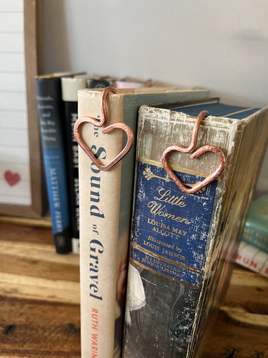 Handmade Copper Heart Bookmark: Book Lover Gift, Book Jewelry, Reading Accessory