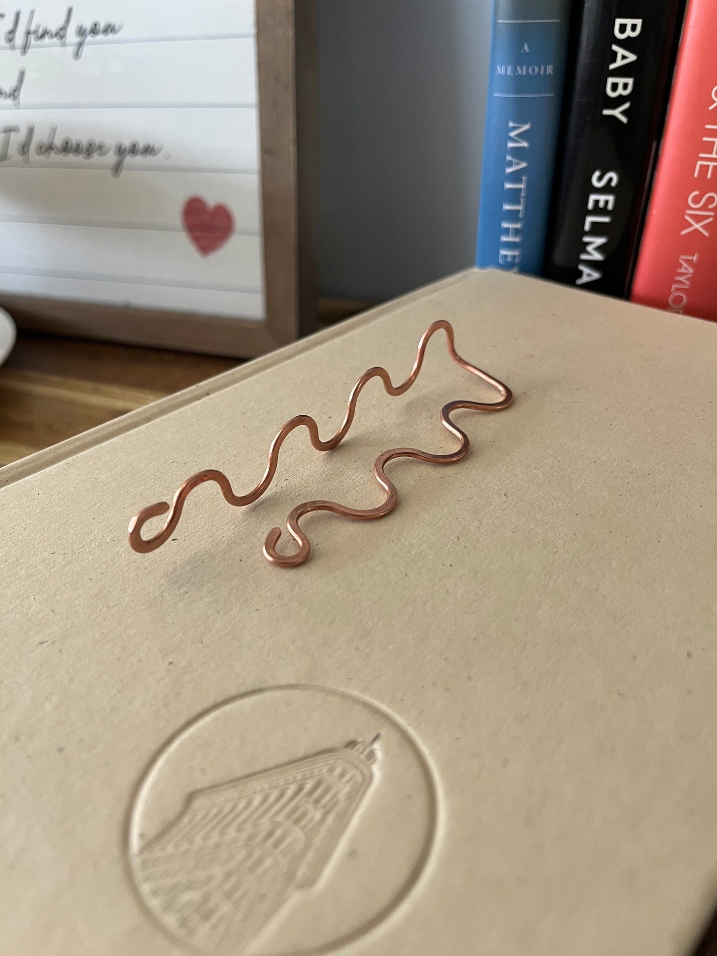Swirl Bookmark | Book Hook End | Handmade Salvaged Copper Wire Line Art | Reading Journal Accessories | Notebook Stationary | Book Jewelry