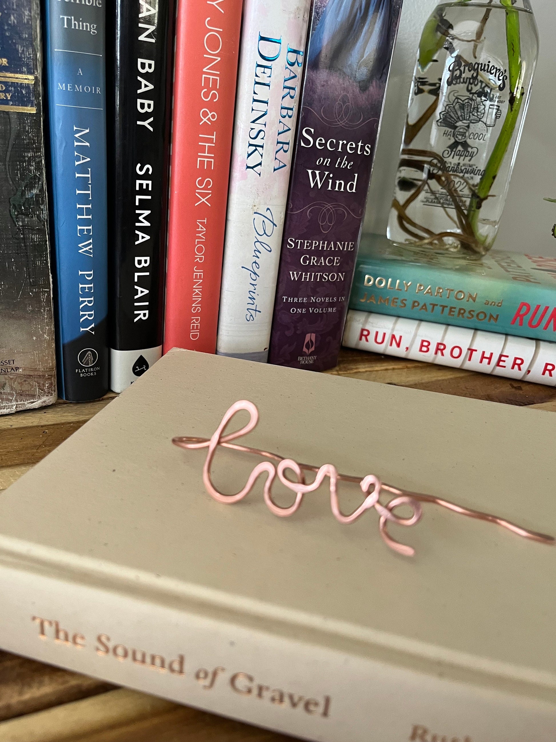 Love Bookmark | Love Book Hook | Handmade Salvaged Copper Wire Line Art | Reading Journal Accessories | Notebook Stationary | Book Jewelry