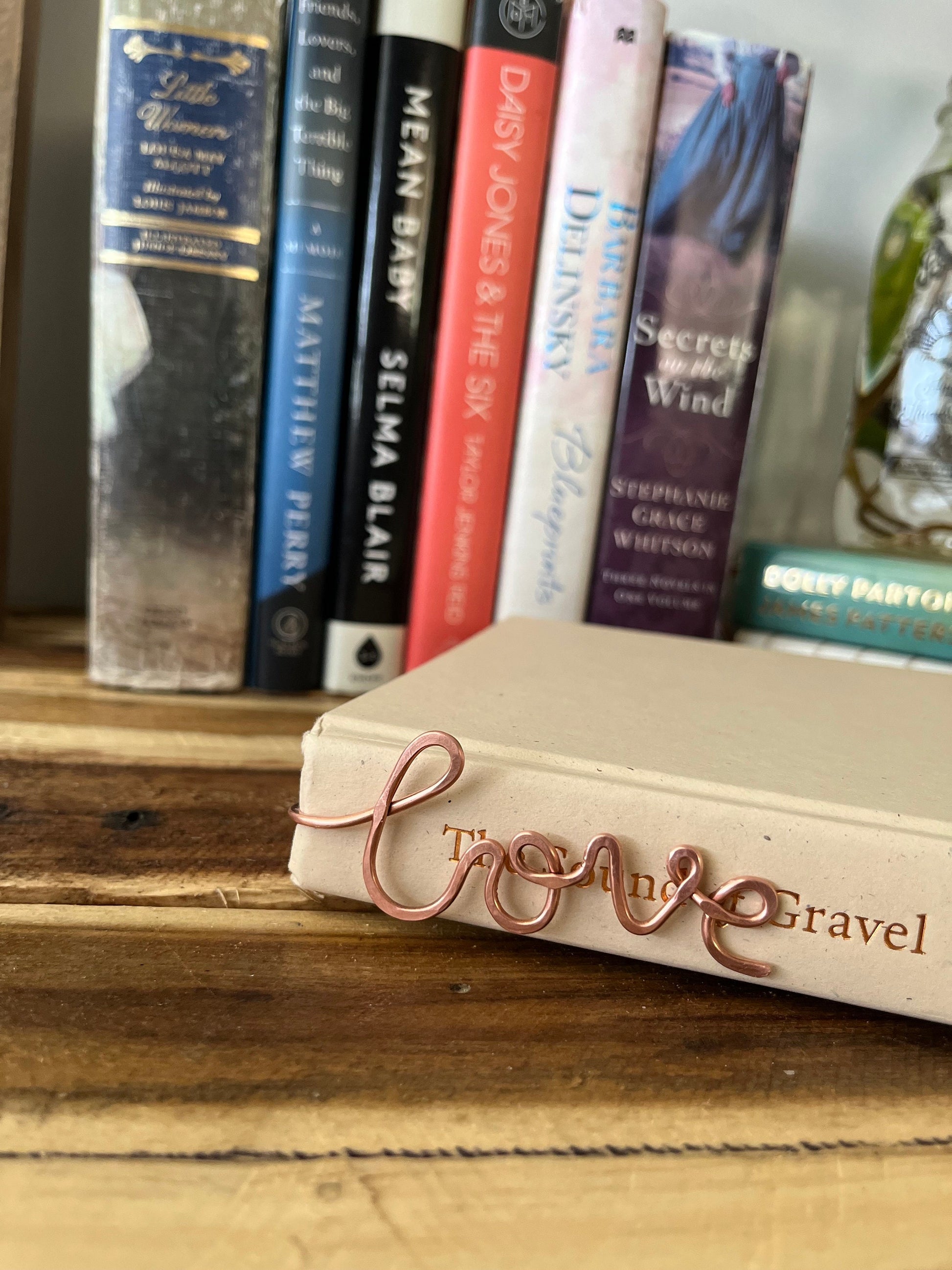Love Bookmark | Love Book Hook | Handmade Salvaged Copper Wire Line Art | Reading Journal Accessories | Notebook Stationary | Book Jewelry
