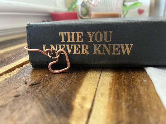 Heart Charm Book Hook Bookmark | Handmade Copper Wire Line Art | Journal Accessories | Reading Stationary | Book Jewelry | Bookwork Gift