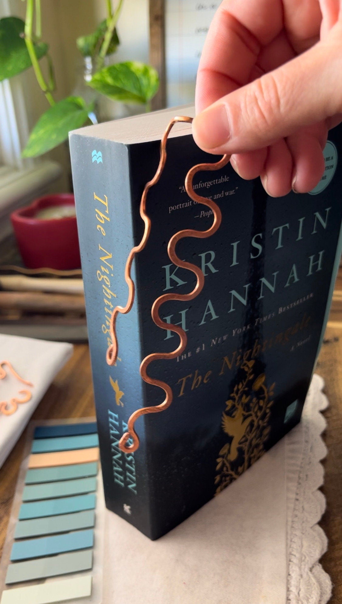 Swirl Bookmark | Book Hook End | Handmade Salvaged Copper Wire Line Art | Reading Journal Accessories | Notebook Stationary | Book Jewelry