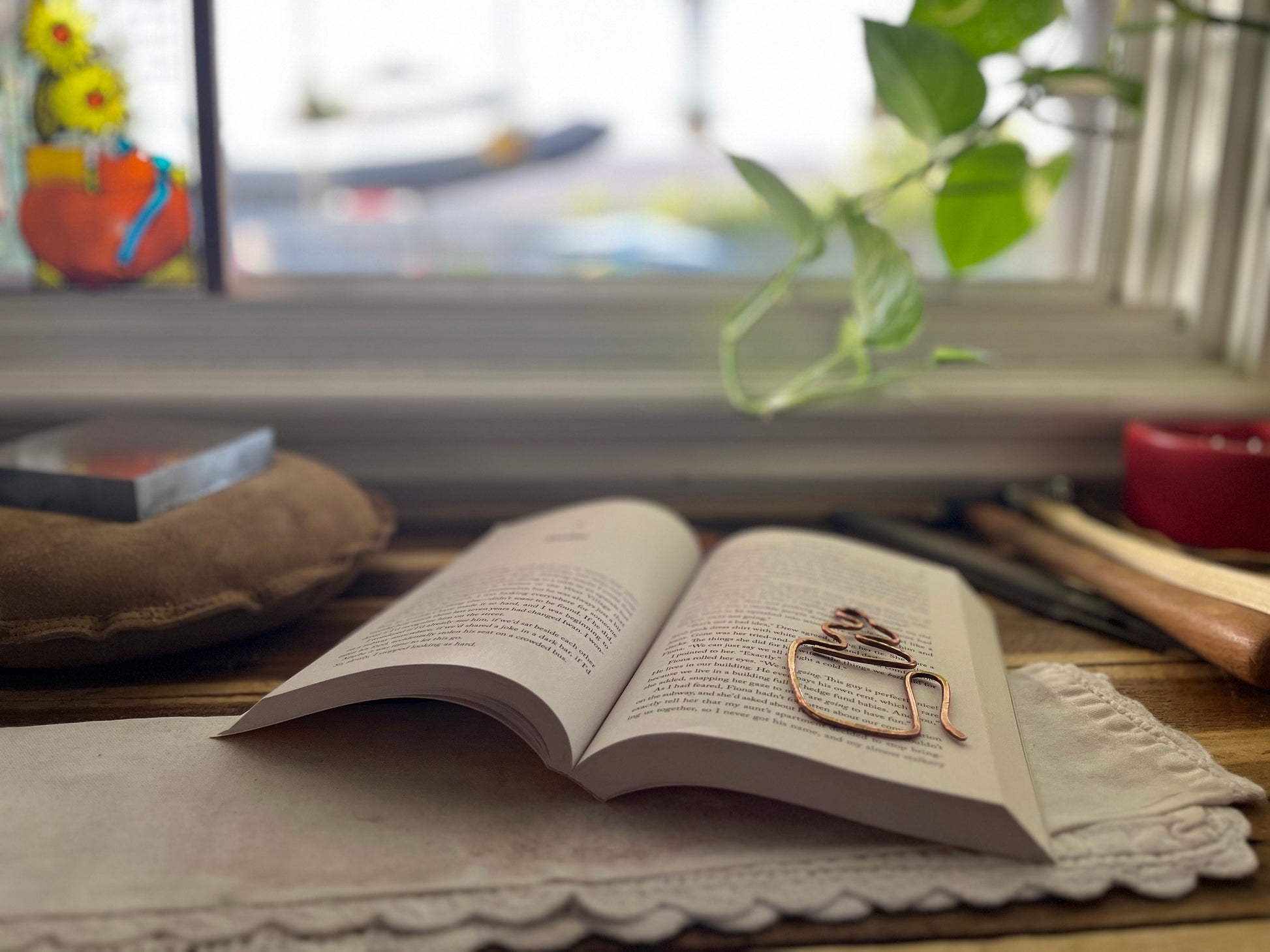 Coffee Mug Bookmark | Handmade Copper Wire Line Art | Caffeine Tea Time | Reading Accessories | Notebook Journal Stationary | Bookworm Gift