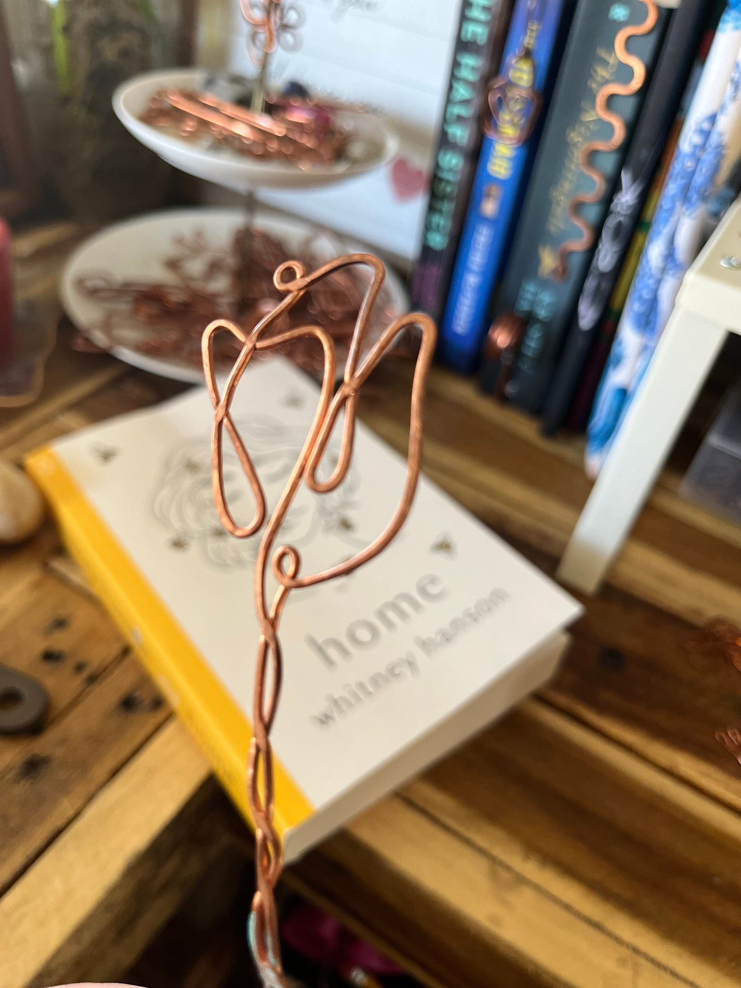 Water Color Rose Bookmark | Handmade Salvaged Copper Wire | Custom Reading Accessories | Notebook Journal Stationary | Bookworm Gift
