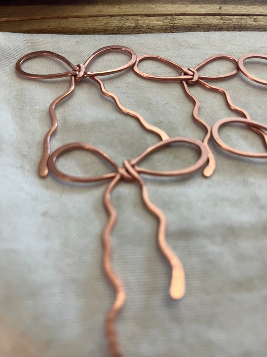 Bow Ribbon Bookmark | Handmade Salvaged Copper Wire Line Art | Reading Accessory | Journal Diary Notebook Stationary | Book Jewelry Bookish