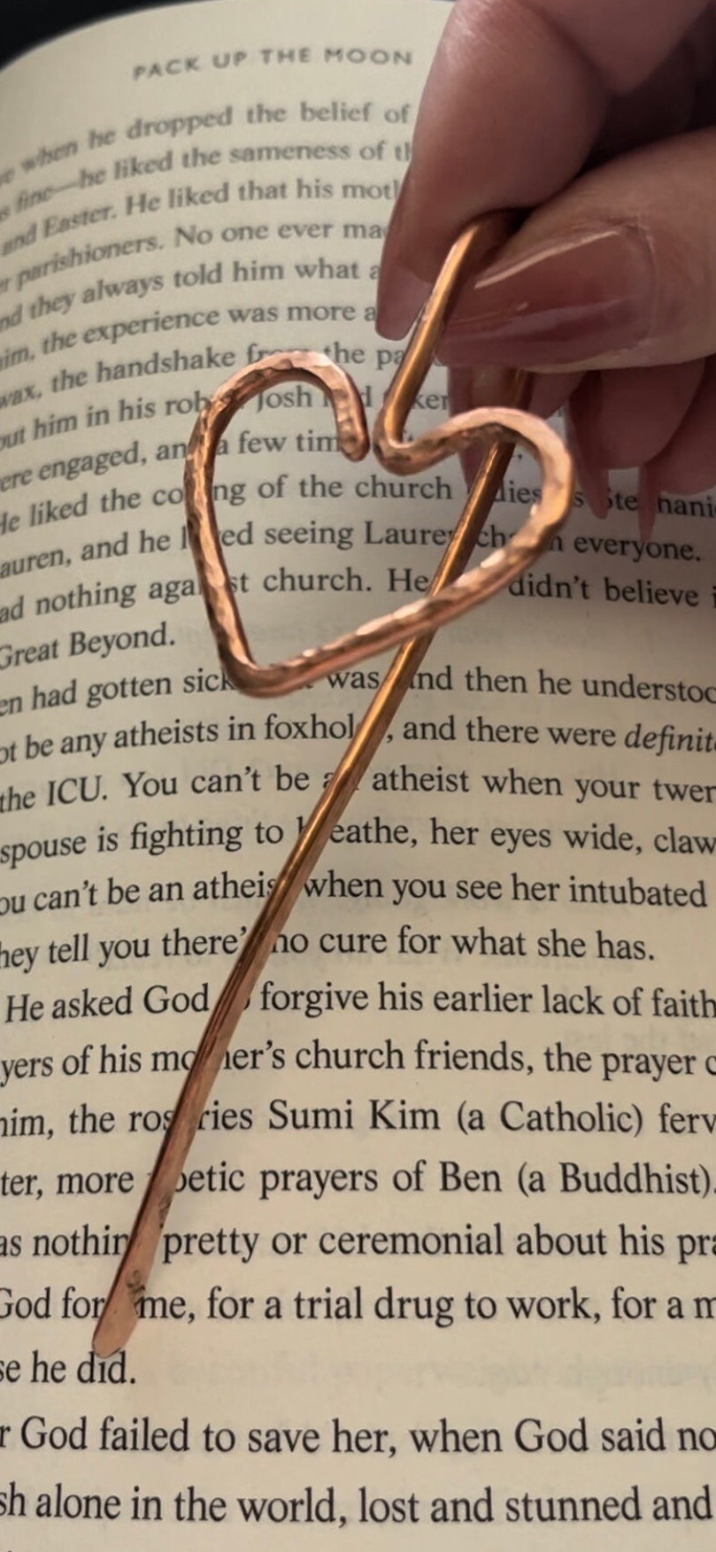 Handmade Copper Heart Bookmark: Book Lover Gift, Book Jewelry, Reading Accessory