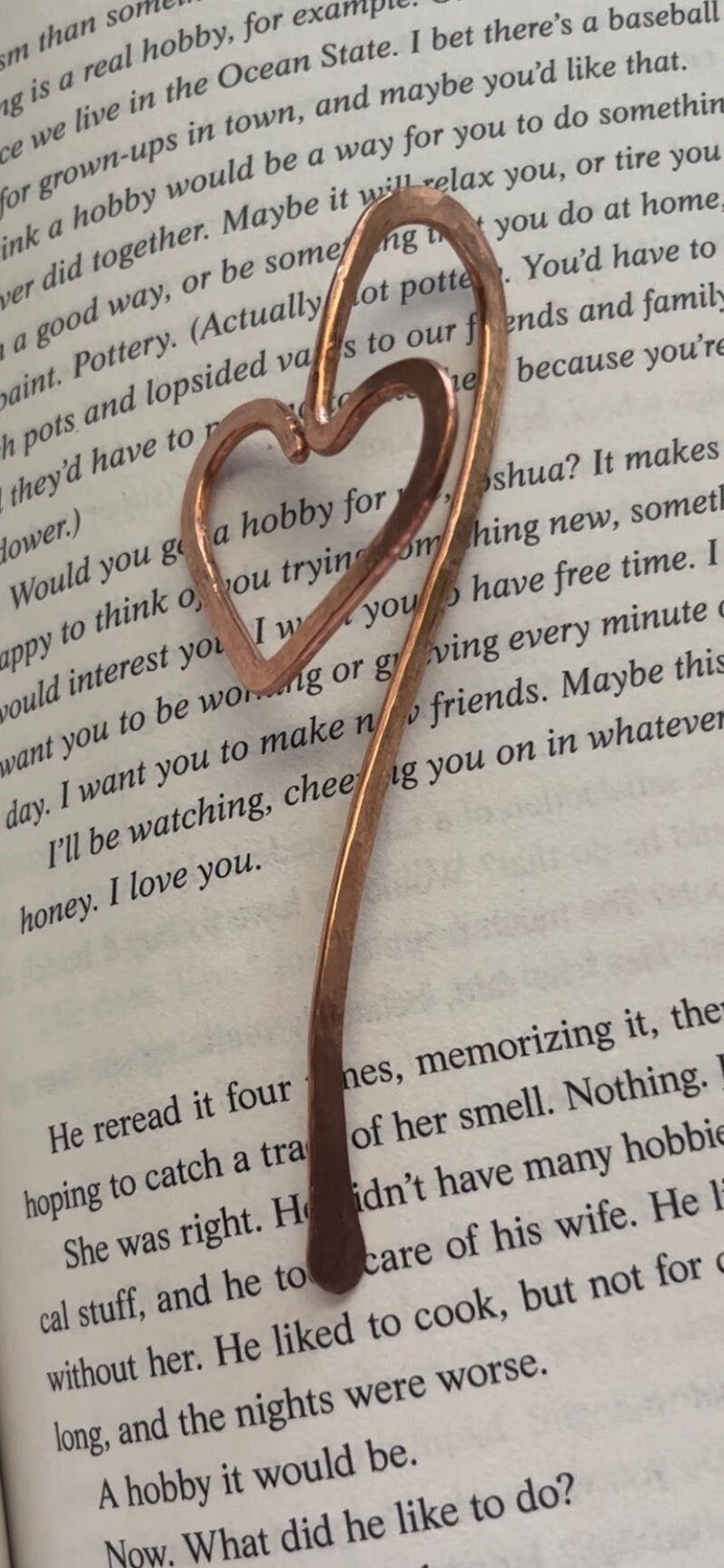 Heart Bookmark | Love Book Hook | Handmade Salvaged Copper Wire Line Art | Reading Journal Accessories | Notebook Stationary | Book Jewelry