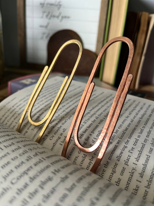 Jumbo Paperclip Handmade Bookmark: Copper and Brass Reading Stationary