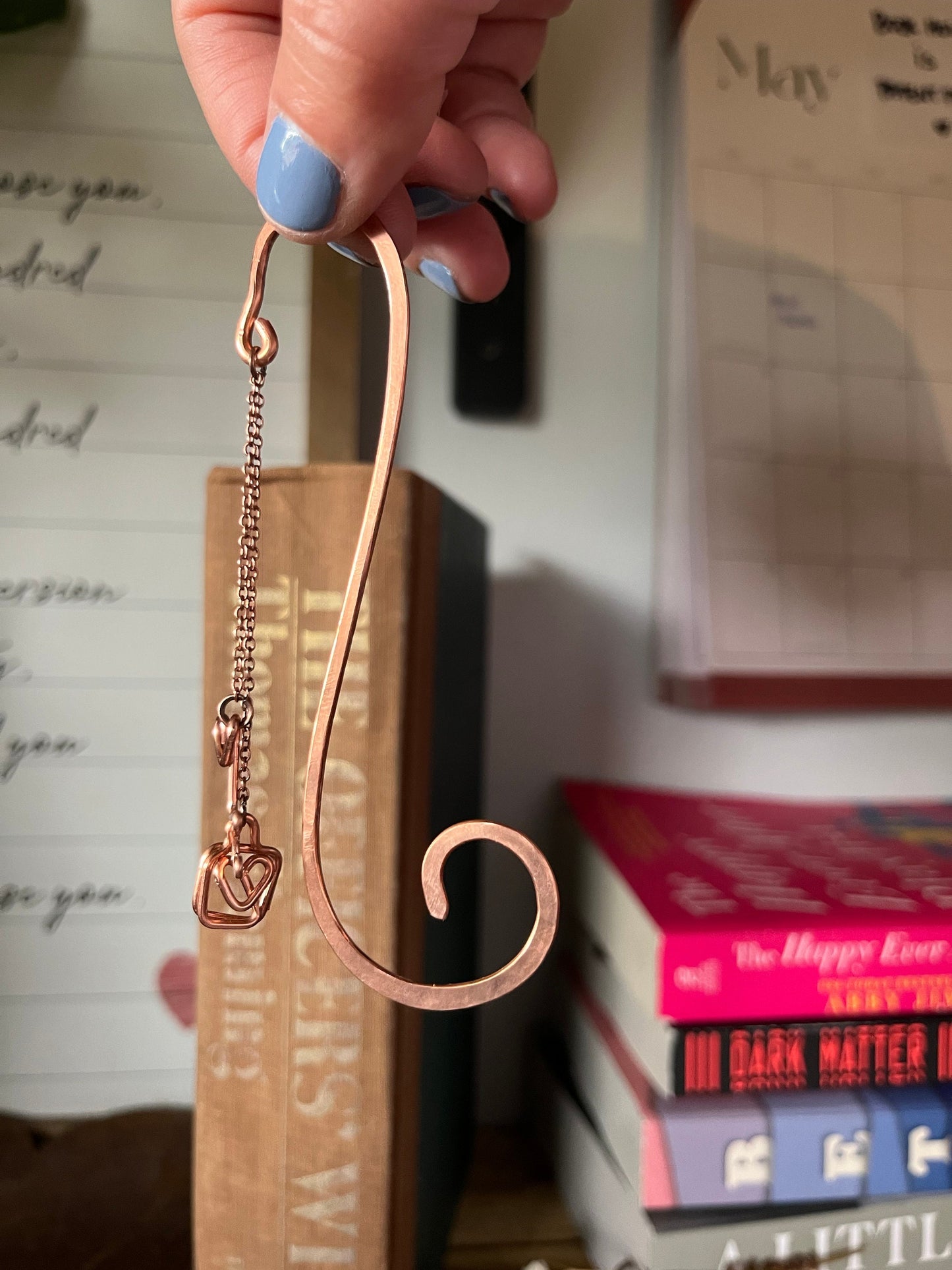Copper Heart Lock & Key Handmade Bookmark: Book Hook Jewelry Reading Accessory