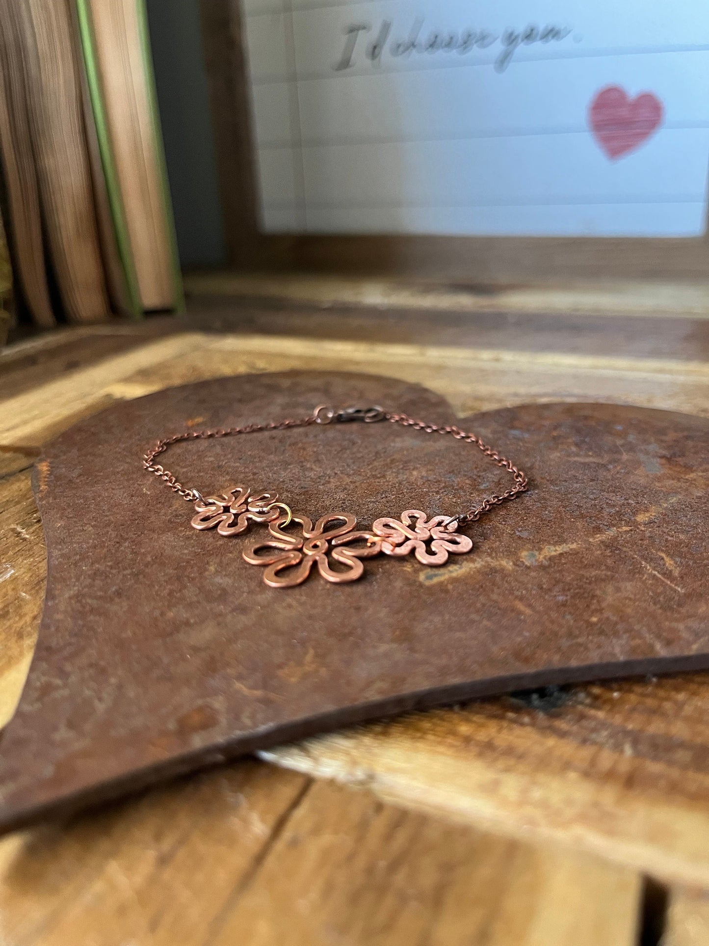 Flower Anklet | Handmade Salvaged Copper Wire | Body Jewelry | Floral Jewelry | Gift for Her | Copper Anniversary Gift | Handcrafted Jewelry