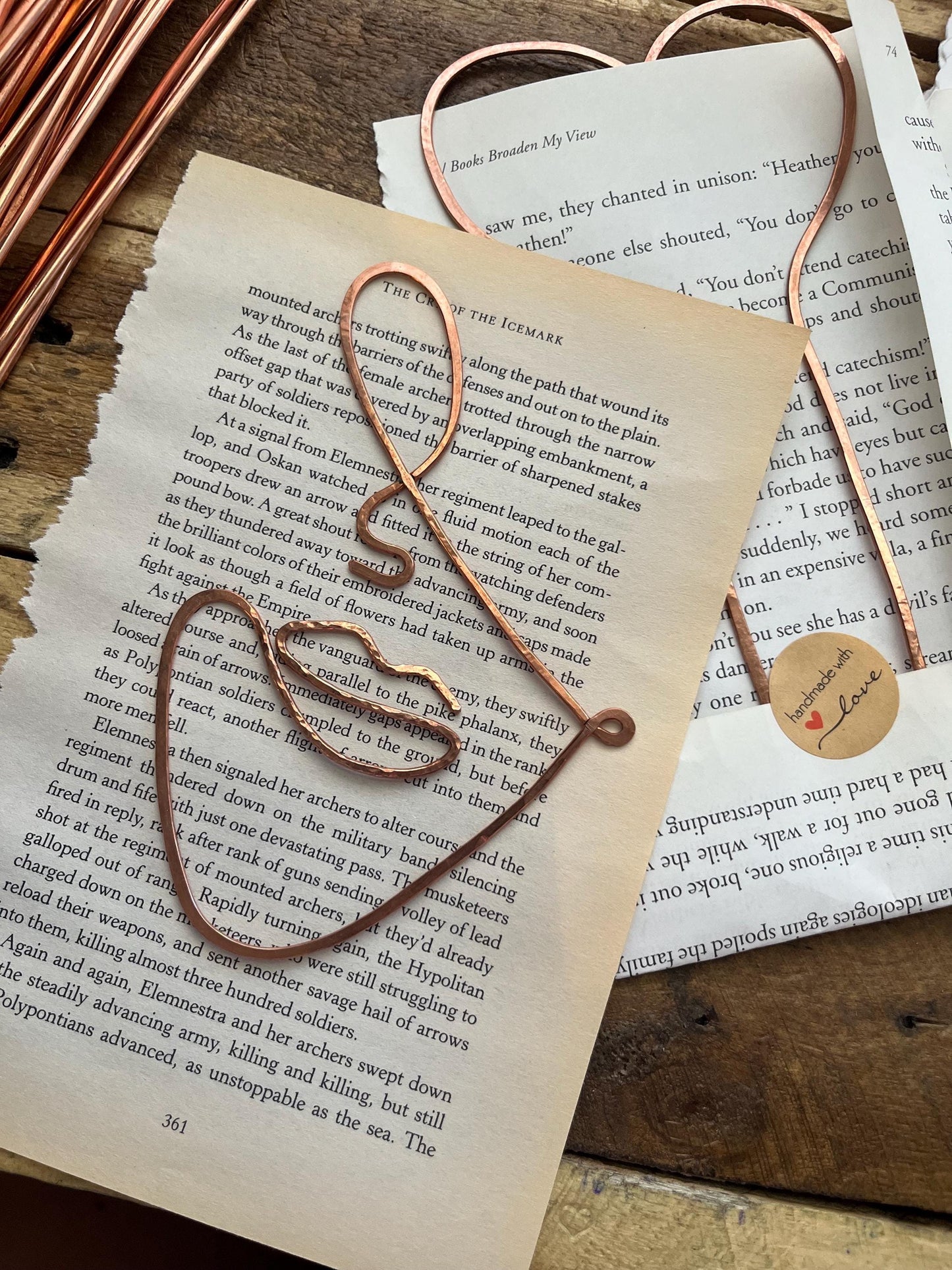 Abstract Art Bookmark | Handmade Salvaged Copper Wire Line Art | Bookworm Gift | Reading Accessories | Notebook Journal Stationary