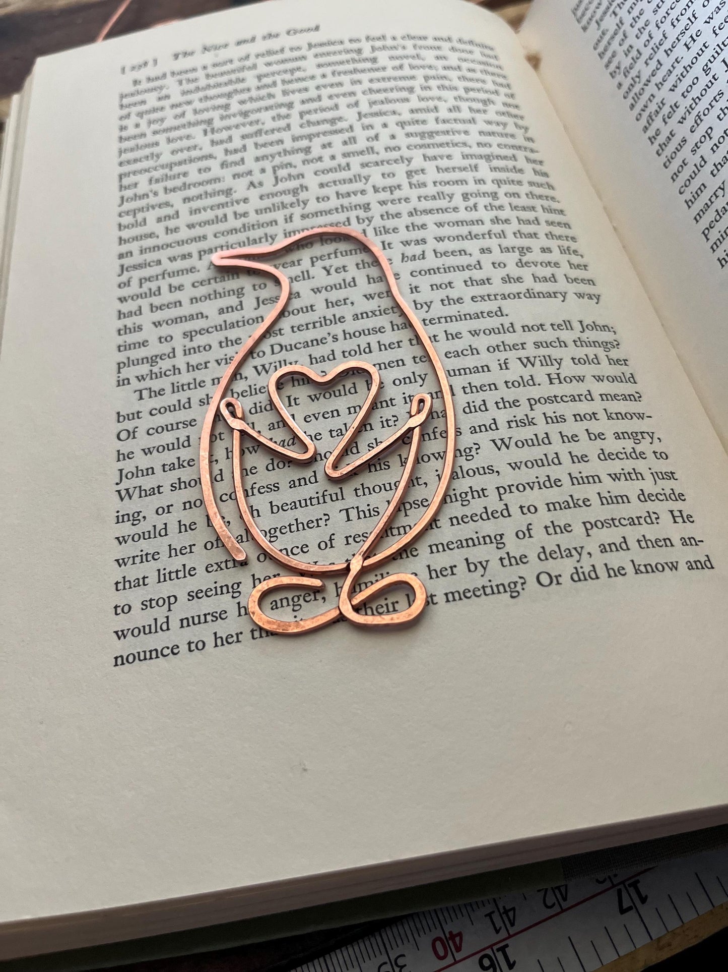 Penguin Bookmark Handcrafted | Custom Handmade Copper Wire Art | Bookish Bookworm Gift | Reading Accessory | Notebook Journal Stationary
