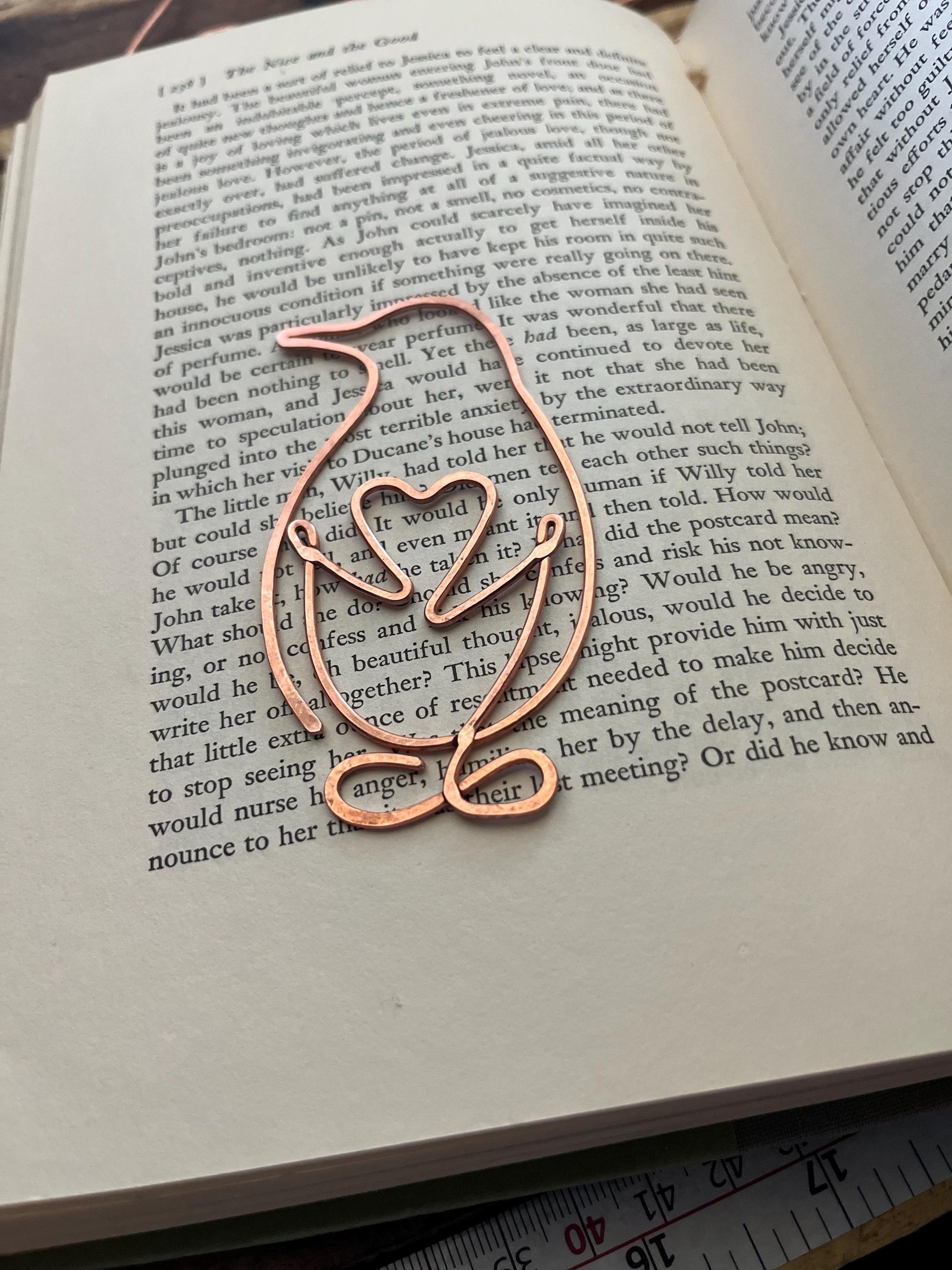 Penguin Bookmark Handcrafted | Custom Handmade Copper Wire Art | Bookish Bookworm Gift | Reading Accessory | Notebook Journal Stationary