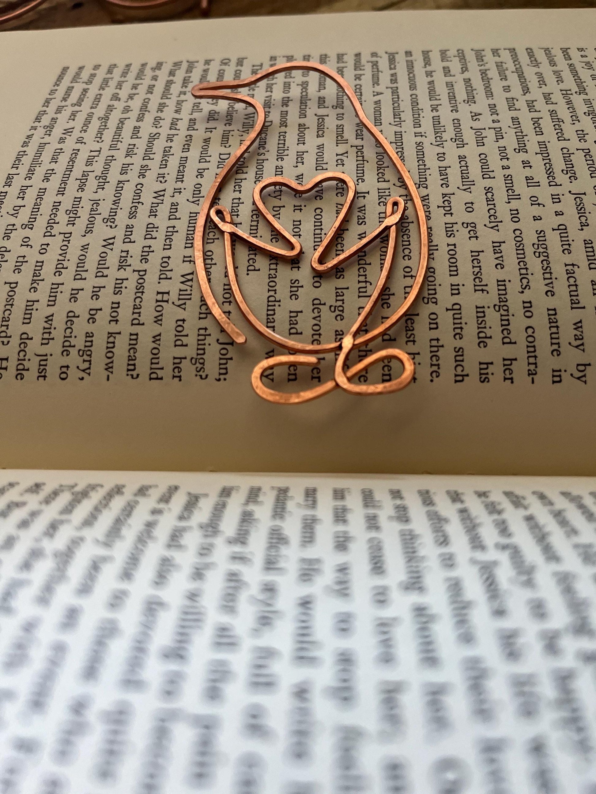 Handmade Copper Penguin Bookmark: Book Lover Gift, Reading Accessory