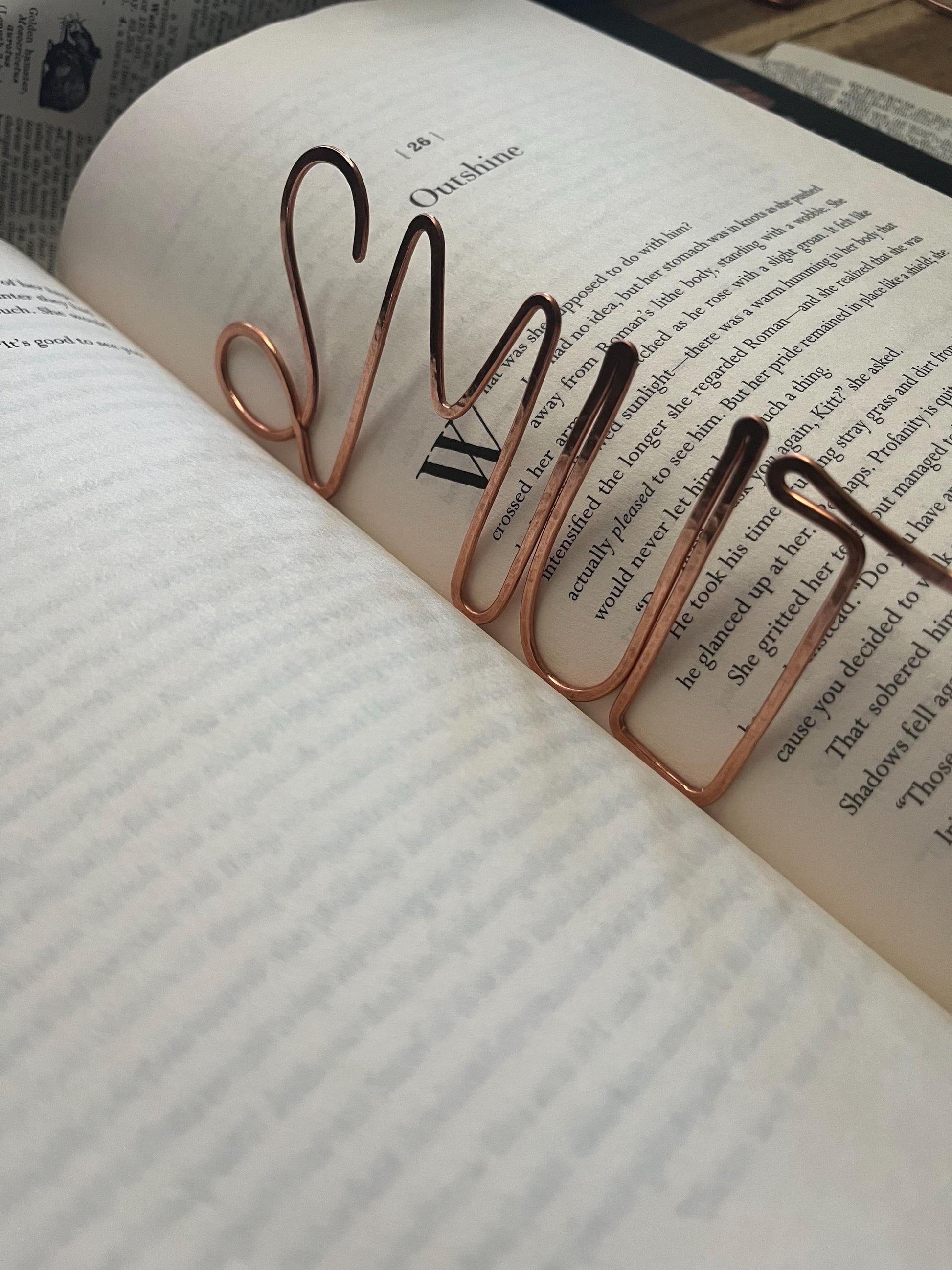 SMUT Bookmark | Handmade Salvaged Copper Wire Line Art | Reading Journal Accessories | Notebook Stationary | Book Jewelry | Bookworm Gift