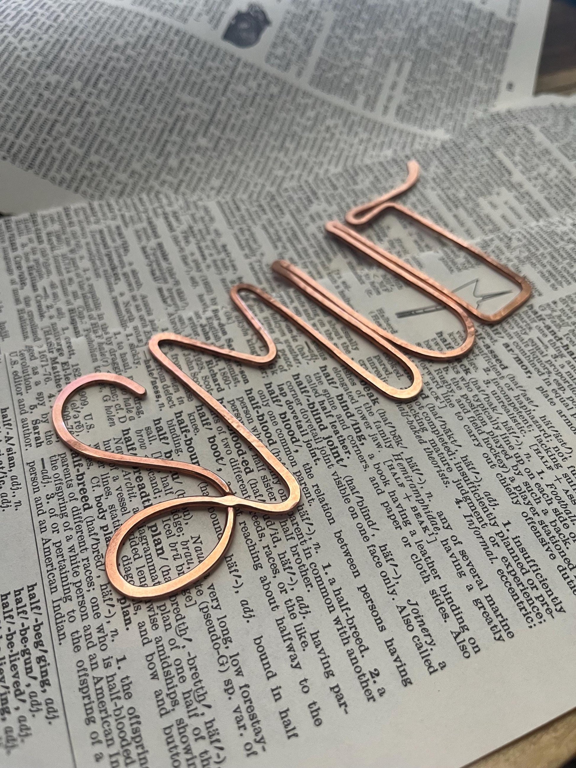 SMUT Bookmark | Handmade Salvaged Copper Wire Line Art | Reading Journal Accessories | Notebook Stationary | Book Jewelry | Bookworm Gift