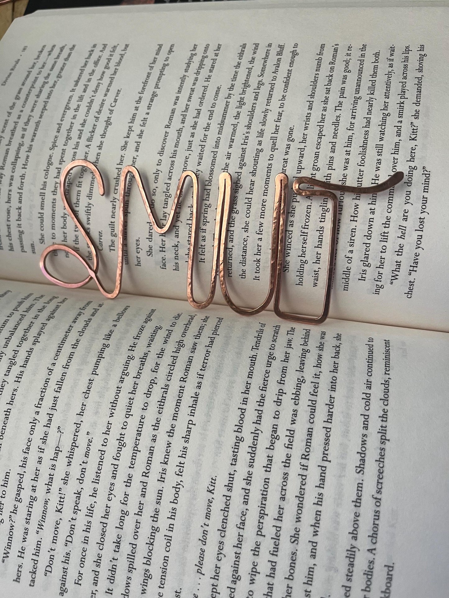 SMUT Bookmark | Handmade Salvaged Copper Wire Line Art | Reading Journal Accessories | Notebook Stationary | Book Jewelry | Bookworm Gift