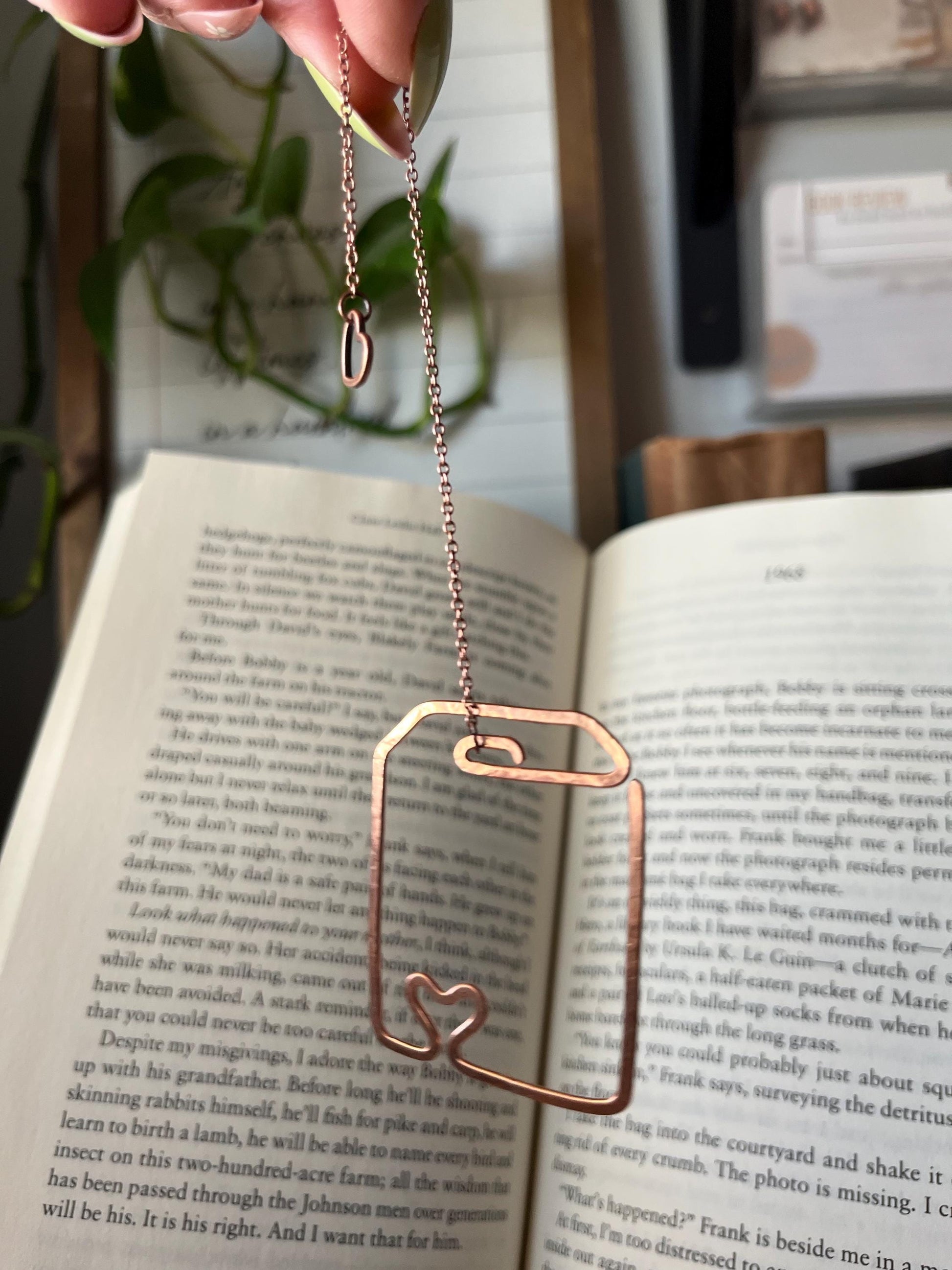 Tea Bag Heart Bookmark: Handmade Copper Book Jewelry, Reading Accessory
