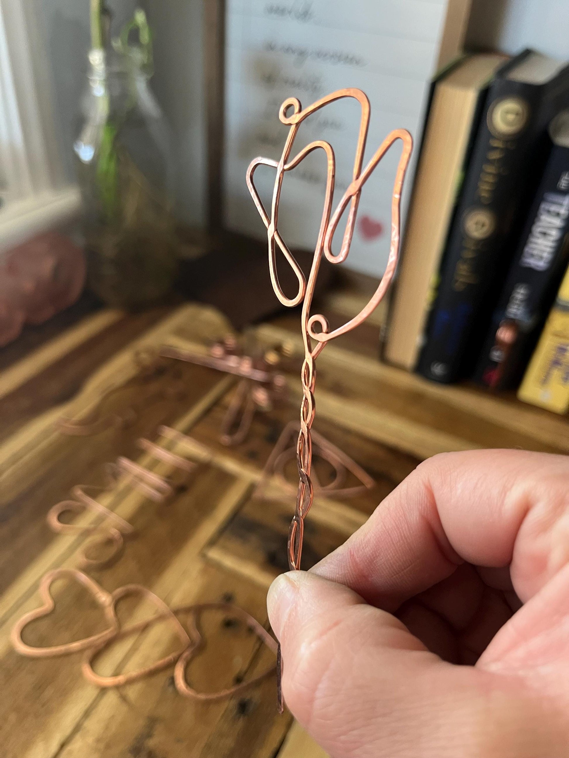 Water Color Rose Bookmark | Handmade Salvaged Copper Wire | Custom Reading Accessories | Notebook Journal Stationary | Bookworm Gift