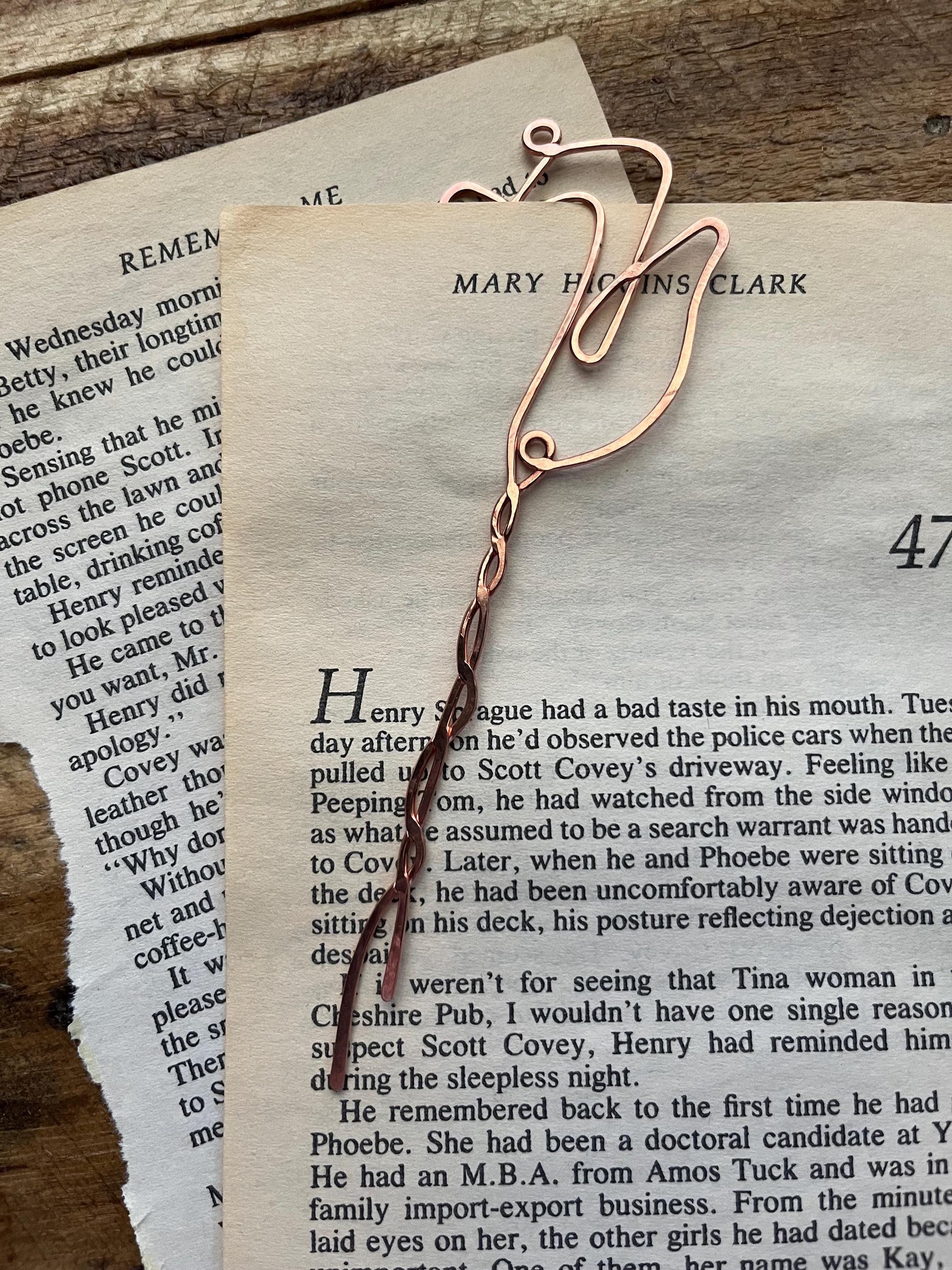 Water Color Rose Bookmark | Handmade Salvaged Copper Wire | Custom Reading Accessories | Notebook Journal Stationary | Bookworm Gift