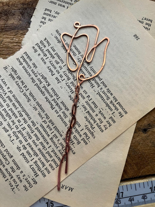 Water Color Rose Bookmark | Handmade Salvaged Copper Wire | Custom Reading Accessories | Notebook Journal Stationary | Bookworm Gift