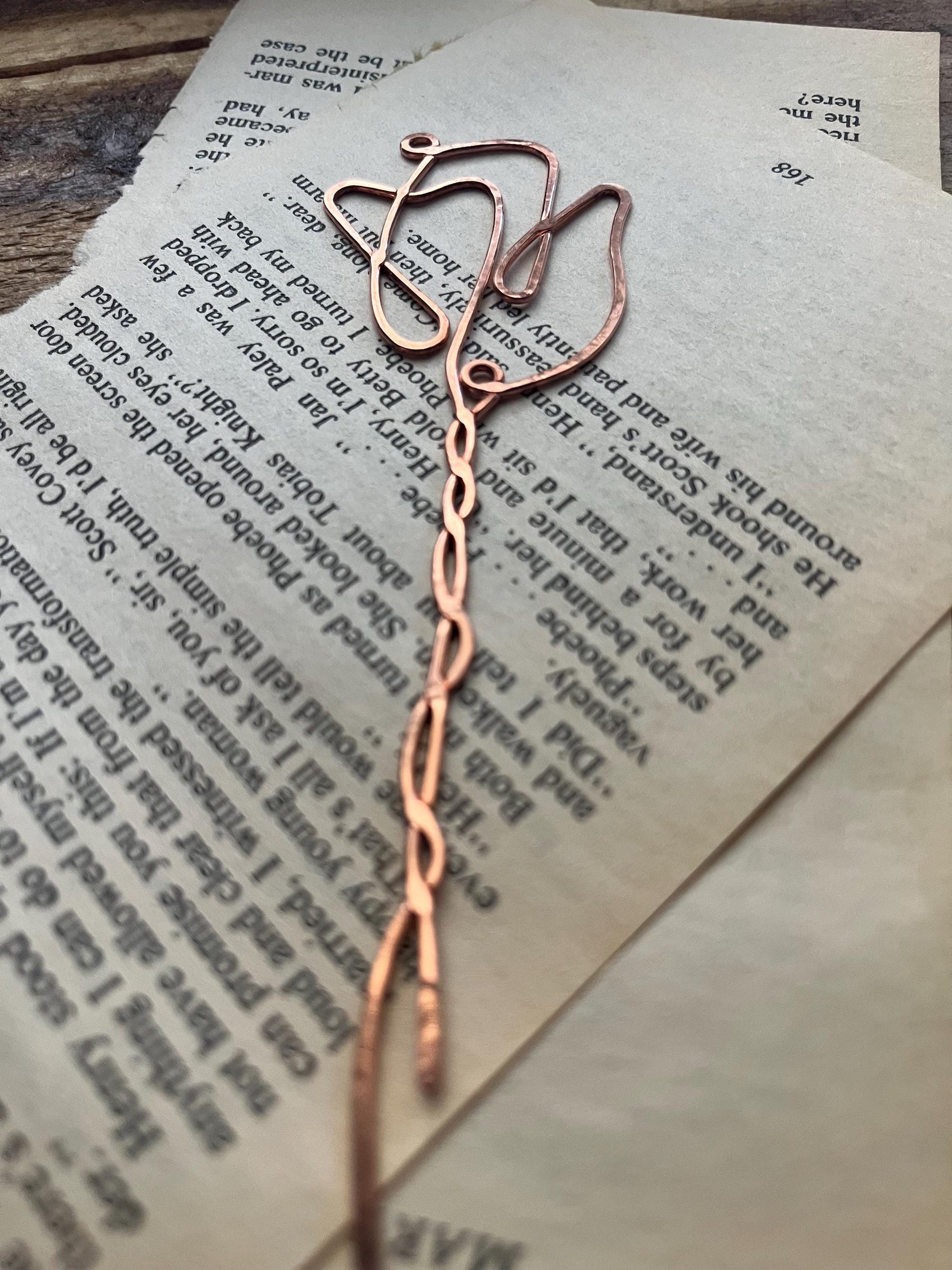 Water Color Rose Bookmark | Handmade Salvaged Copper Wire | Custom Reading Accessories | Notebook Journal Stationary | Bookworm Gift