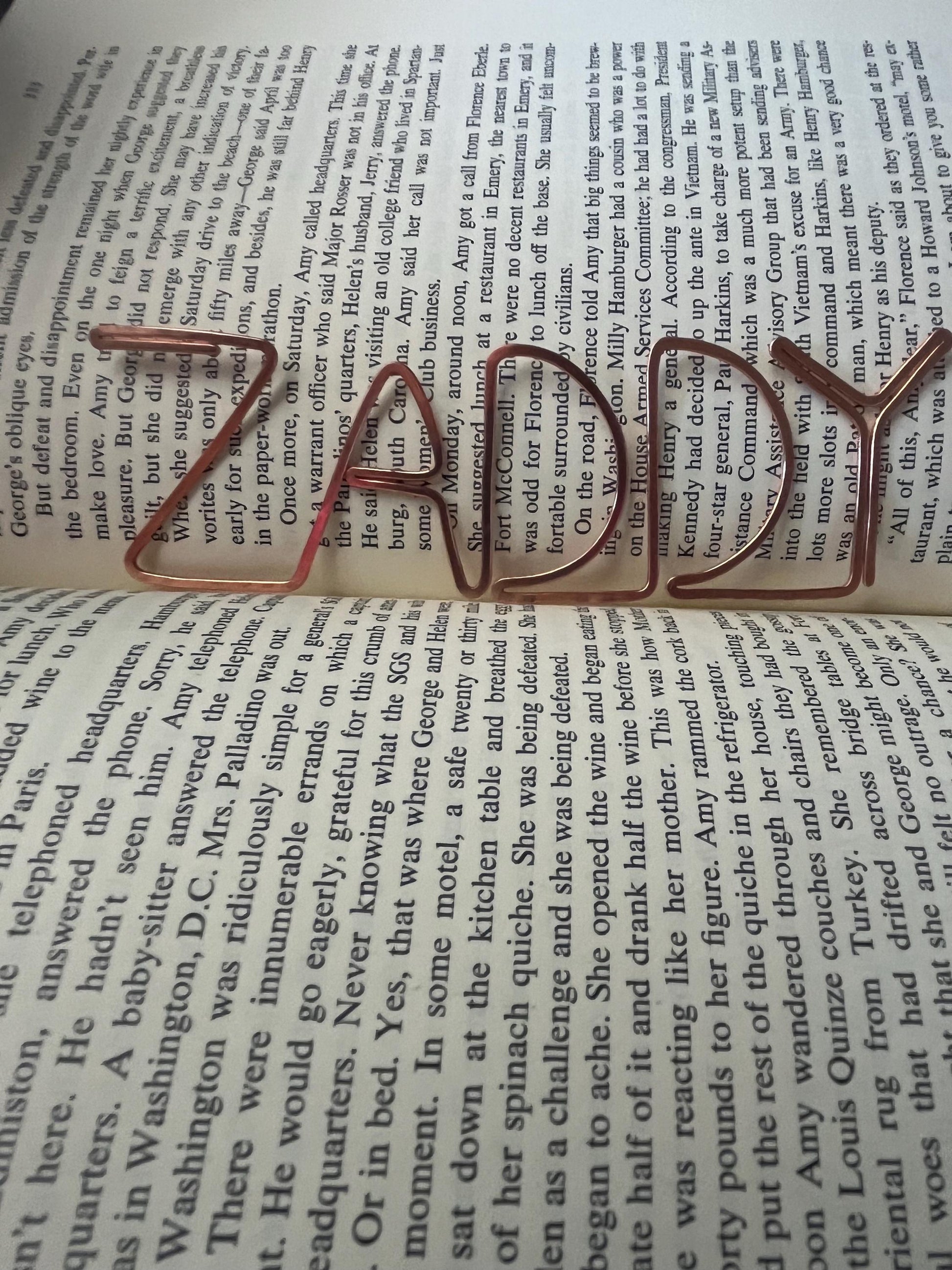 Zaddy Daddy Bookmark| Bookish | Handmade Copper Art | Reading Journal Accessories | Notebook Stationary | Book Jewelry | Bookworm Gift