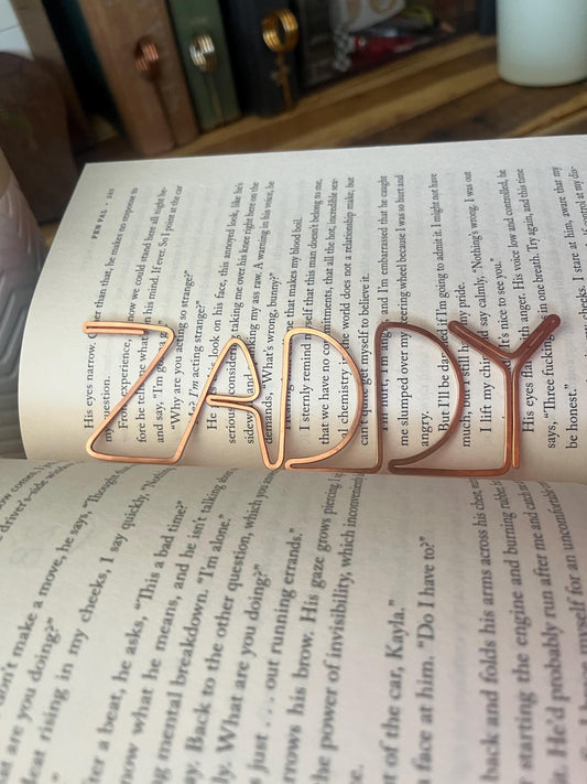 Handmade Copper "Zaddy" Bookmark: Book Lover Gift Romance Fantasy Reading Stationary
