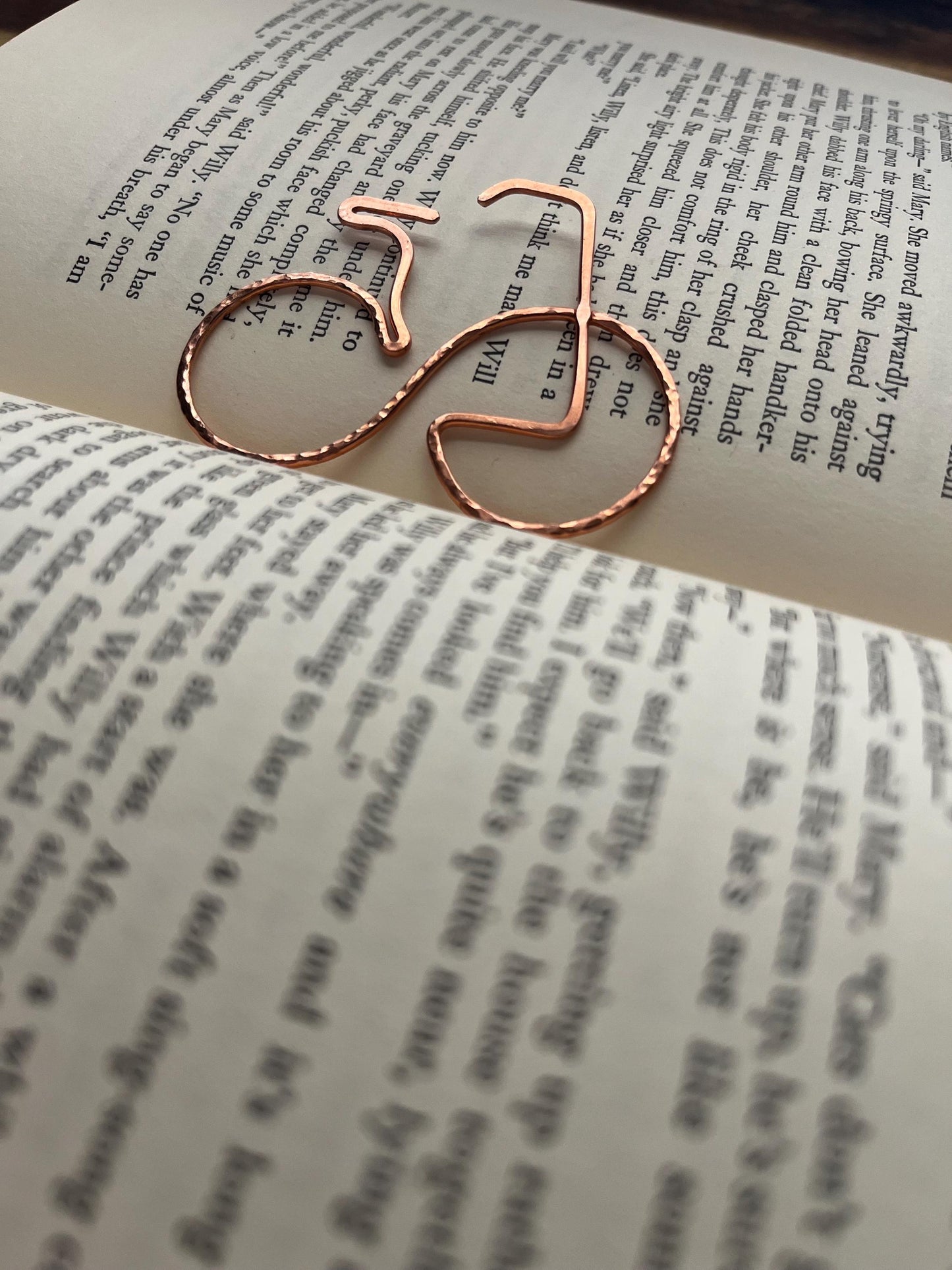 Bicyclist Bike Peloton Cyclist Bookmark | Handmade Copper Wire Line Art | Reading Accessories | Notebook Journal Stationary | Bookworm Gift