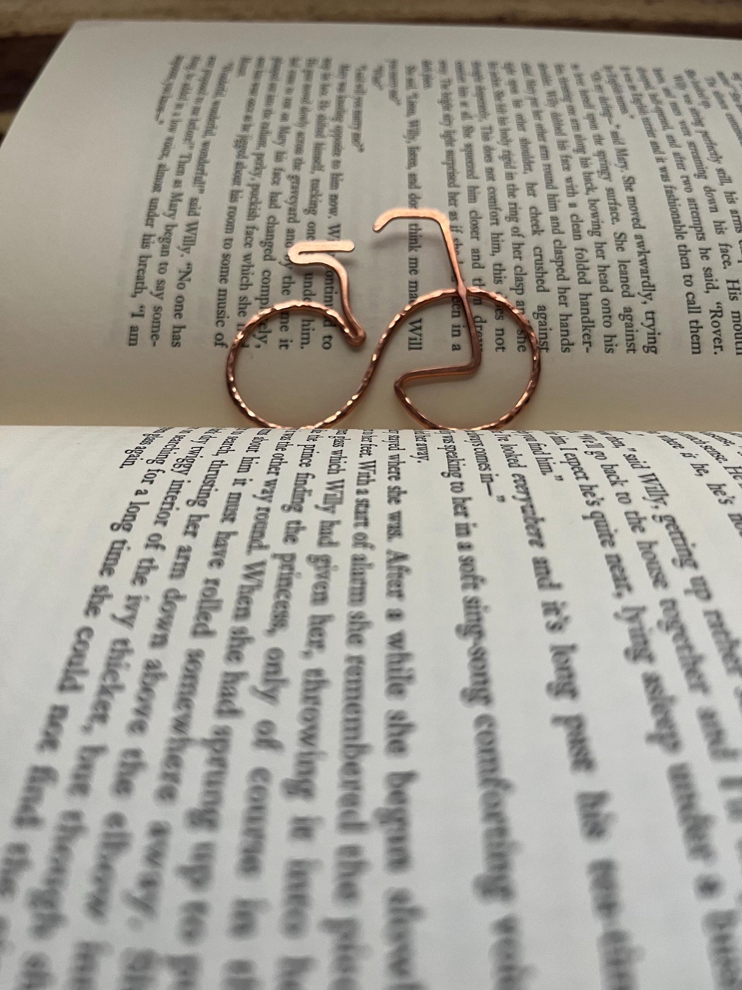 Bicyclist Bike Peloton Cyclist Bookmark | Handmade Copper Wire Line Art | Reading Accessories | Notebook Journal Stationary | Bookworm Gift