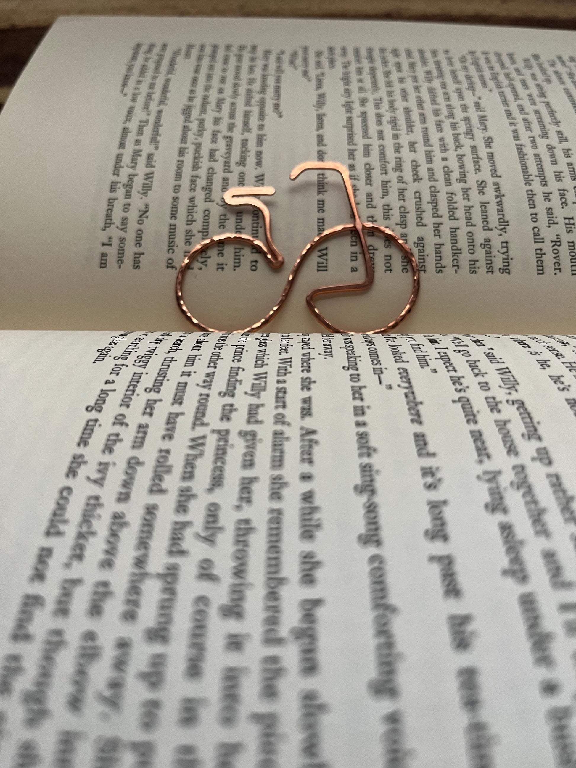 Bicyclist Bike Peloton Cyclist Bookmark | Handmade Copper Wire Line Art | Reading Accessories | Notebook Journal Stationary | Bookworm Gift