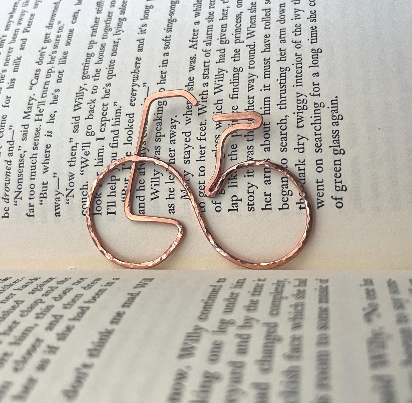 Bicyclist Bike Peloton Cyclist Bookmark | Handmade Copper Wire Line Art | Reading Accessories | Notebook Journal Stationary | Bookworm Gift