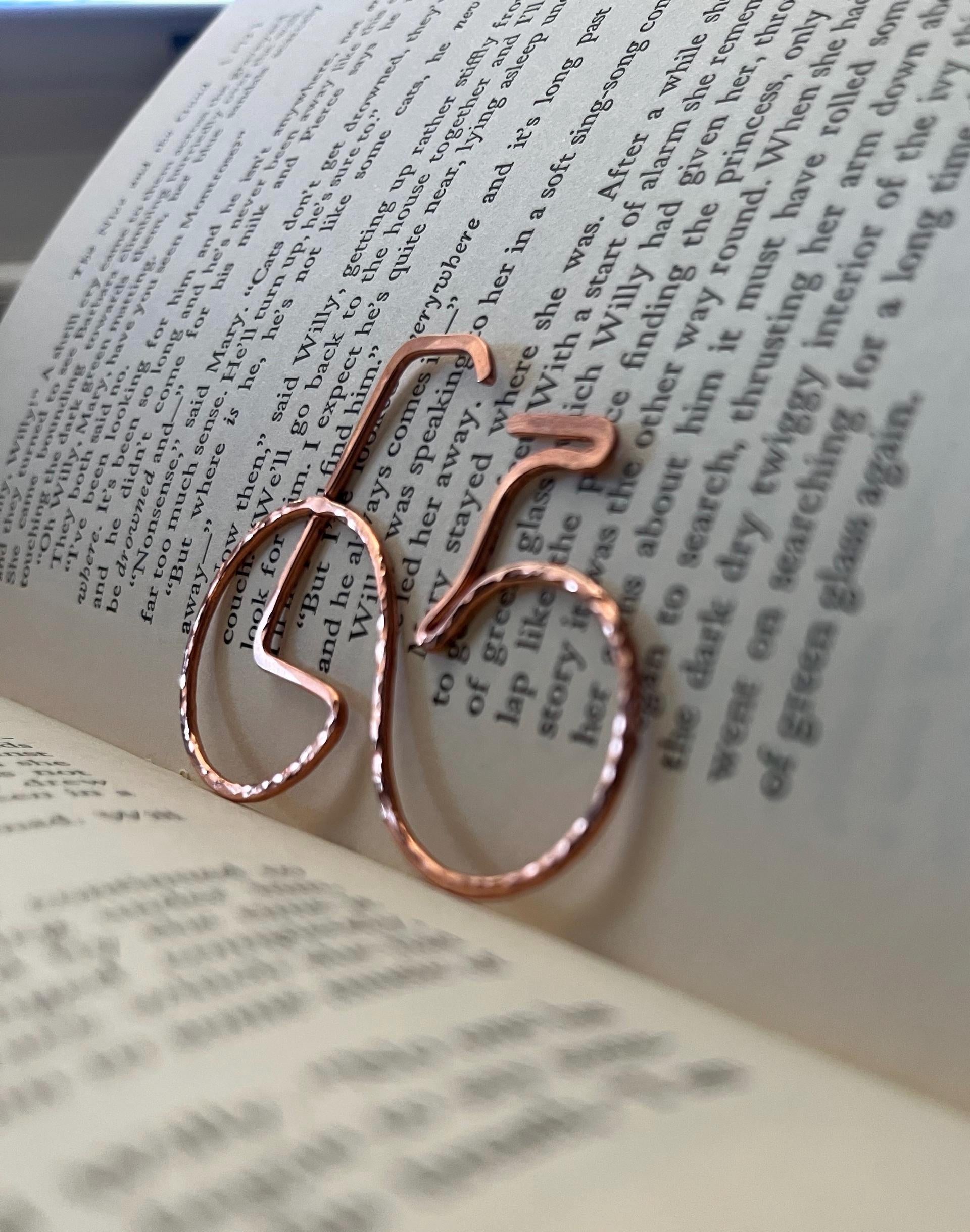 Bicyclist Bike Peloton Cyclist Bookmark | Handmade Copper Wire Line Art | Reading Accessories | Notebook Journal Stationary | Bookworm Gift