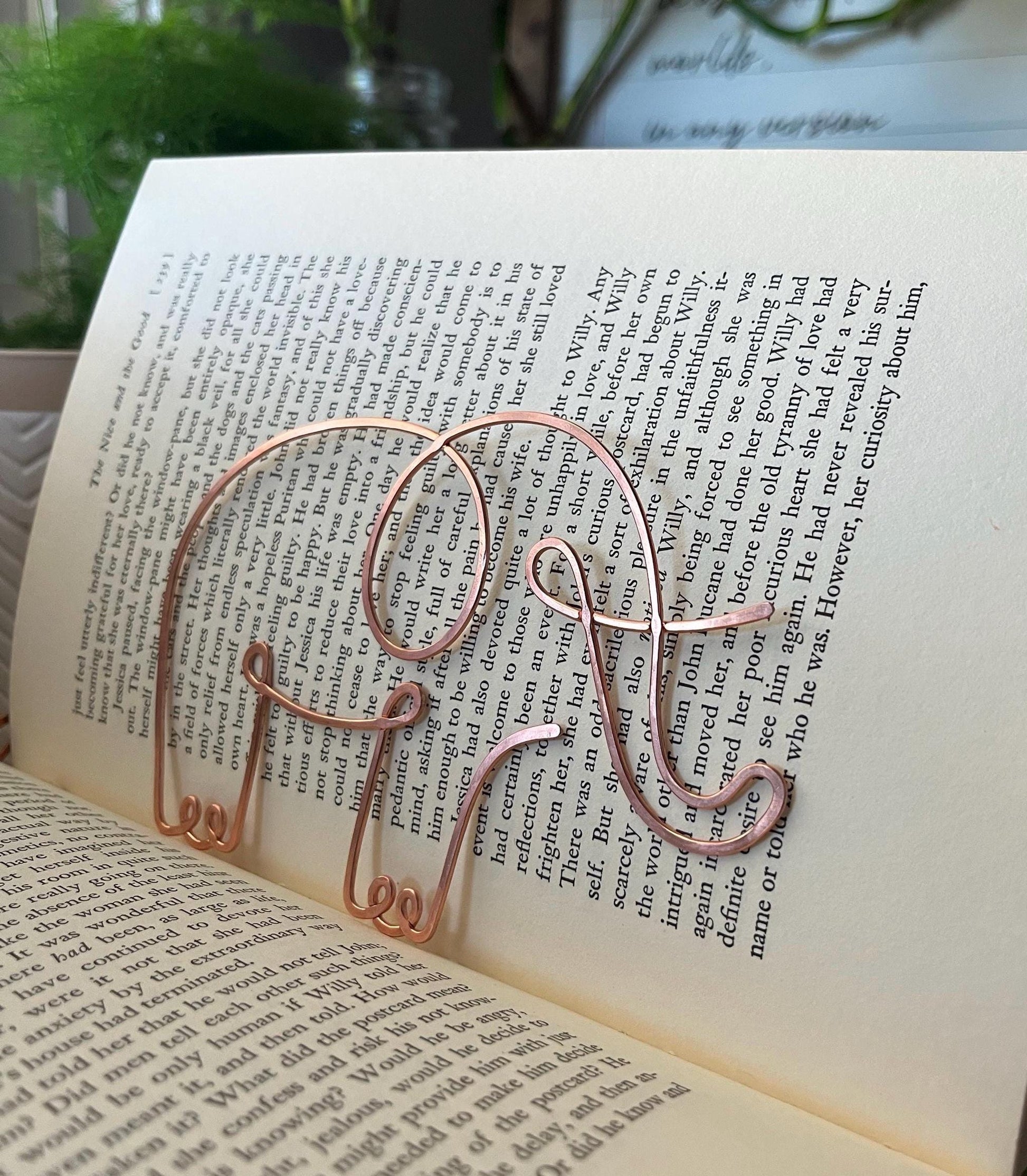 Handmade Copper Elephant Bookmark: Good Luck Charm, Reading Accessory, Book Jewelry