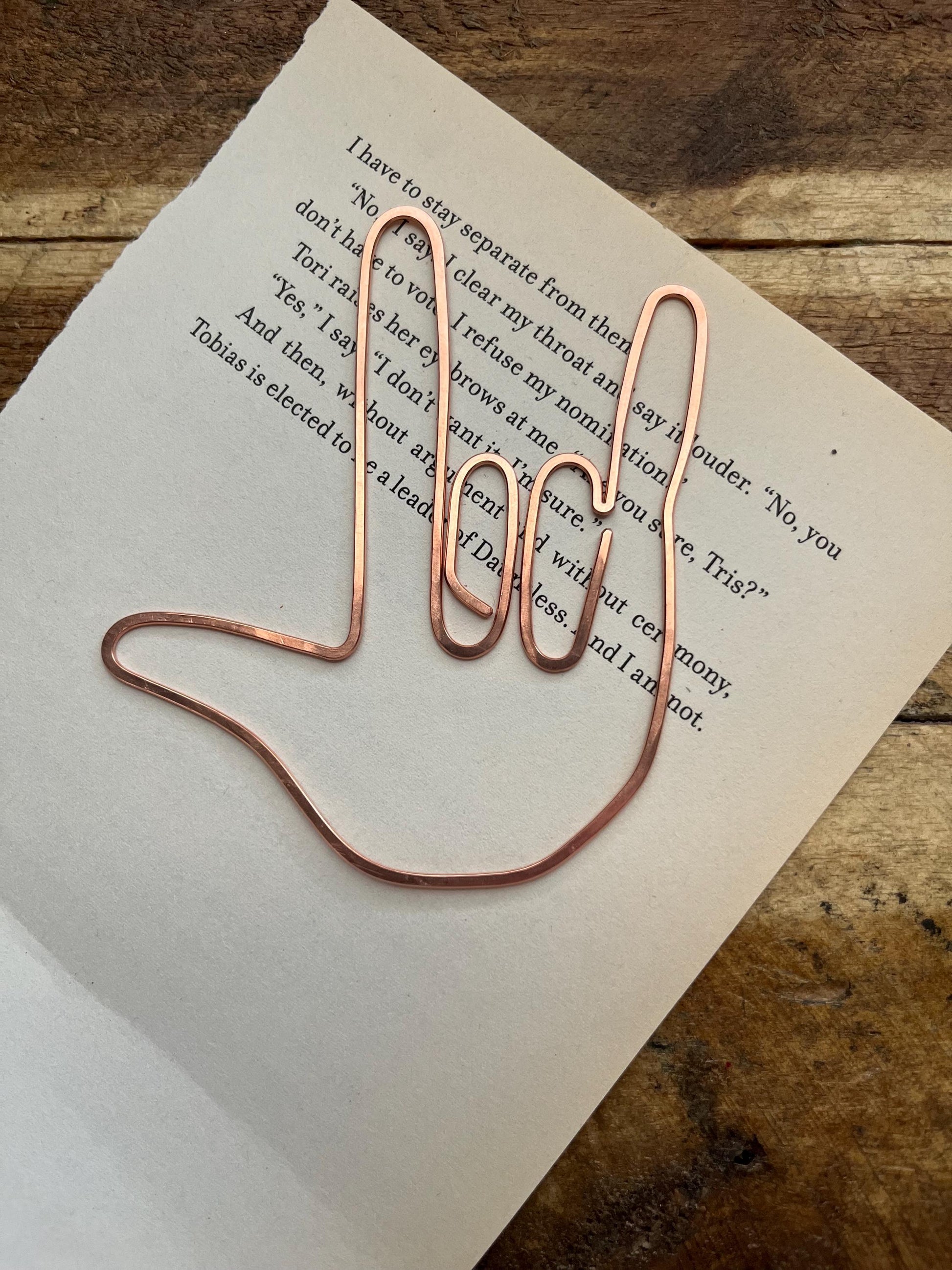 American Sign Language of I Love You | ASL | Handmade Bookish Gift | Book Jewelry | Reading Accessories | Notebook Journal Stationary