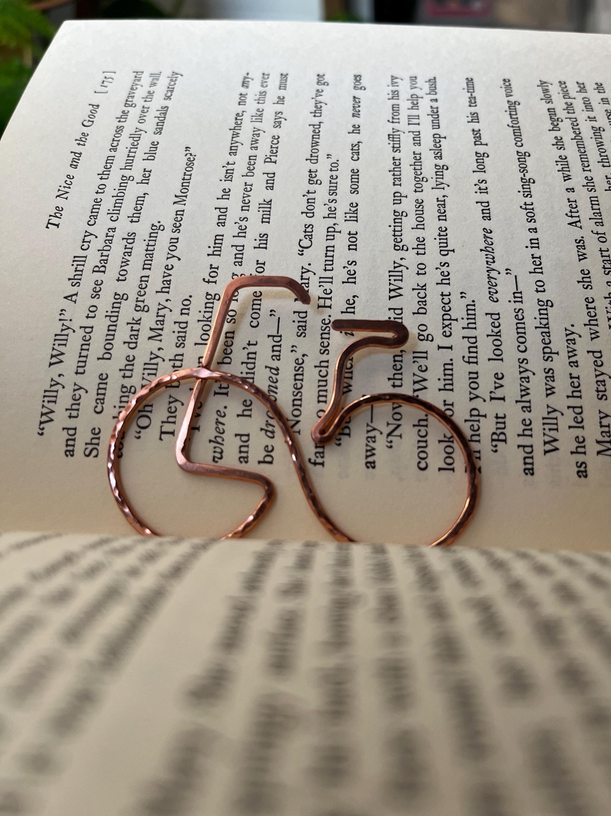 Bicyclist Bike Peloton Cyclist Bookmark | Handmade Copper Wire Line Art | Reading Accessories | Notebook Journal Stationary | Bookworm Gift