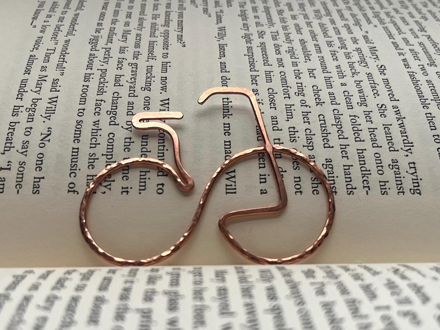 Bicyclist Bike Peloton Cyclist Bookmark | Handmade Copper Wire Line Art | Reading Accessories | Notebook Journal Stationary | Bookworm Gift