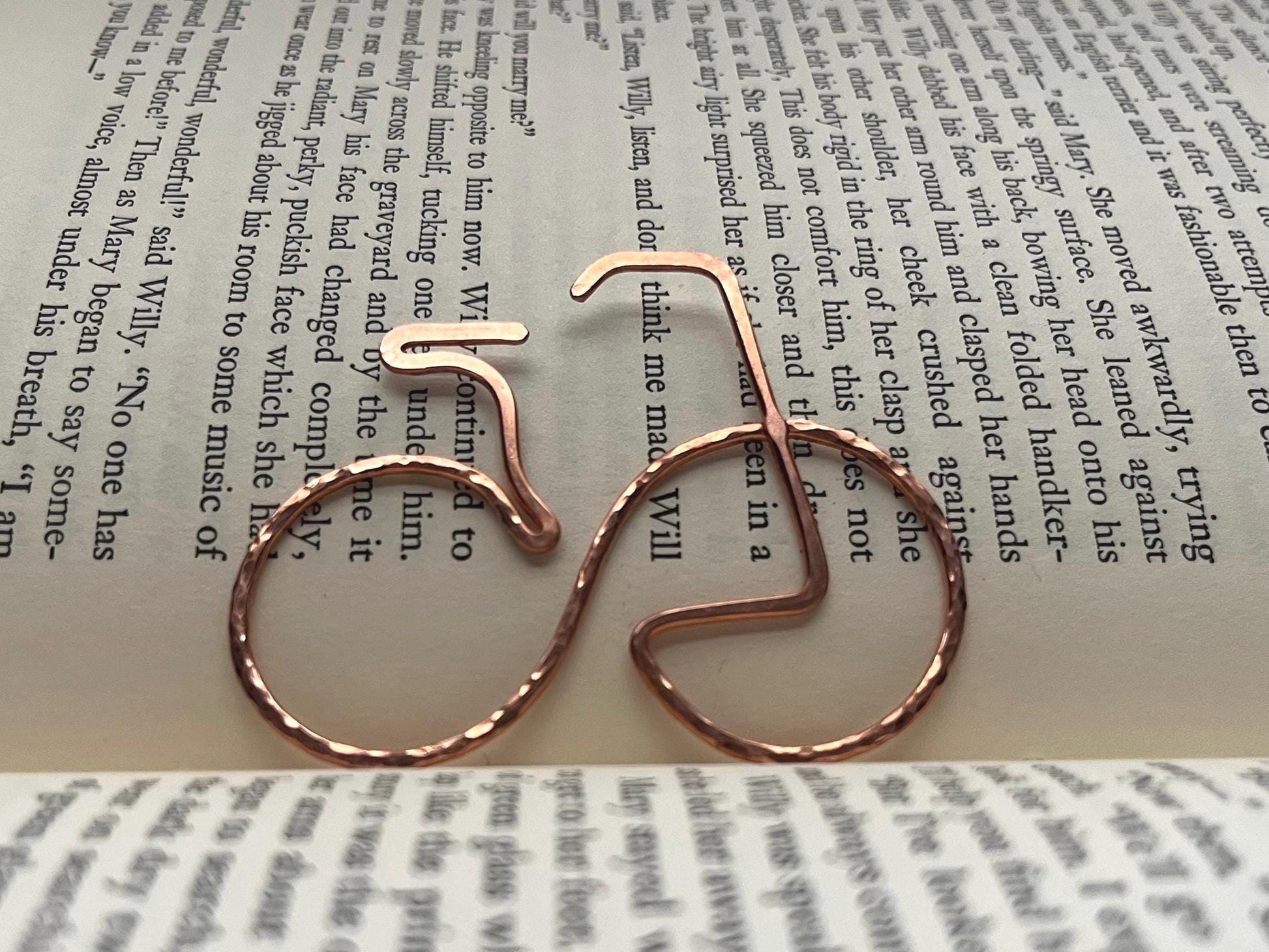 Bicycle Handmade Wire Bookmark: Unique Custom Book Gift, Reading Accessory, Book Jewelry for Book Clubs and Bookish Readers