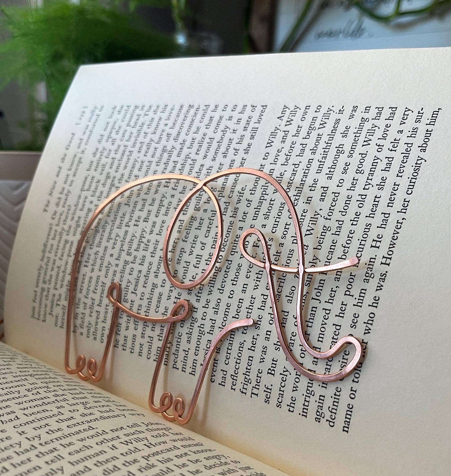 Elephant Bookmark | Handmade Copper Wire Line Art | Good Luck Charm | Notebook Stationary | Reading Journal Accessories | Book Jewelry Gift