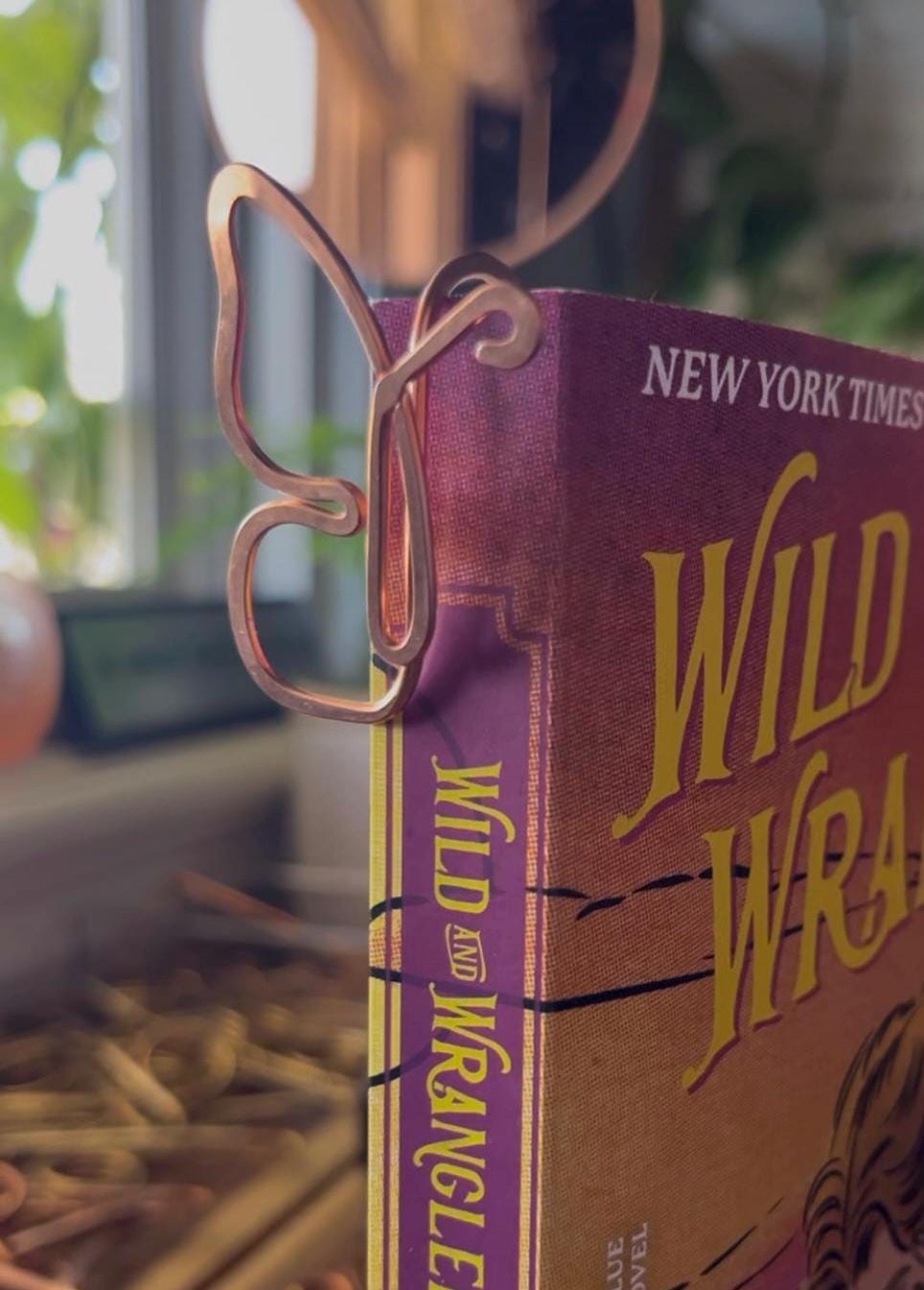 Butterfly Bookmark | Book Hook | Handmade Salvaged Copper Wire Line Art | Reading Journal Accessories | Notebook Stationary | Book Jewelry