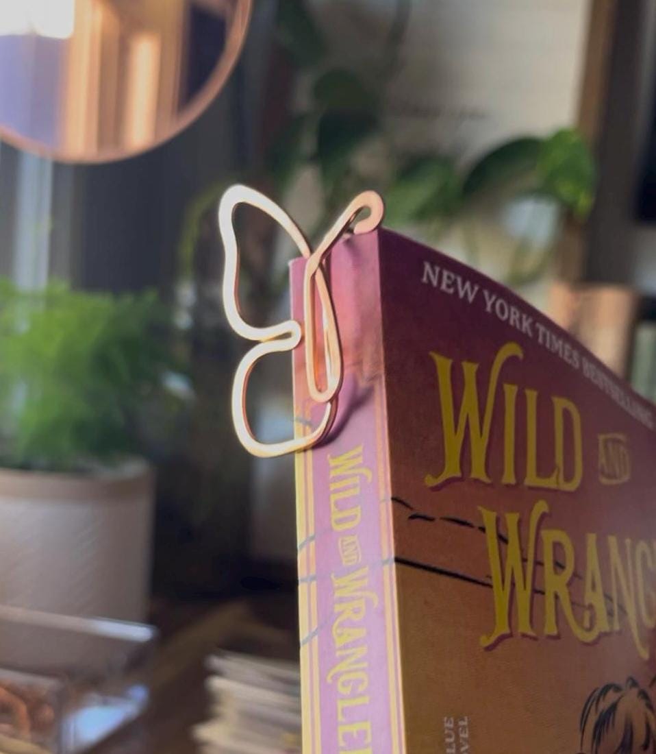 Butterfly Bookmark | Book Hook | Handmade Salvaged Copper Wire Line Art | Reading Journal Accessories | Notebook Stationary | Book Jewelry