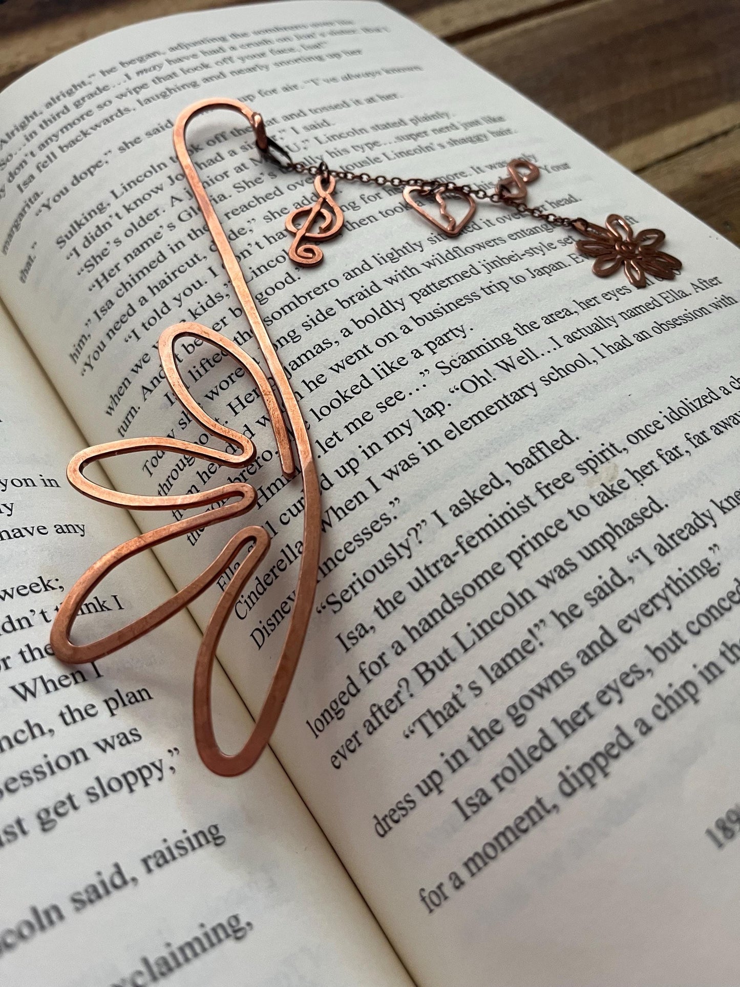 Handmade Copper Charm Chain Book Hook: The Isa Project Bookmark, Book Jewelry, Reading Accessory