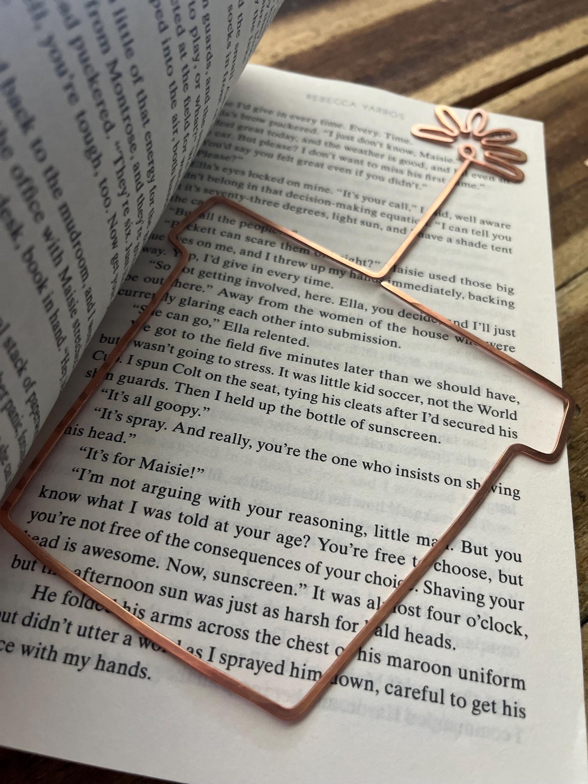 Handmade Copper Flower Pot Bookmark - Bookworm Reading Accessory, Book Jewelry