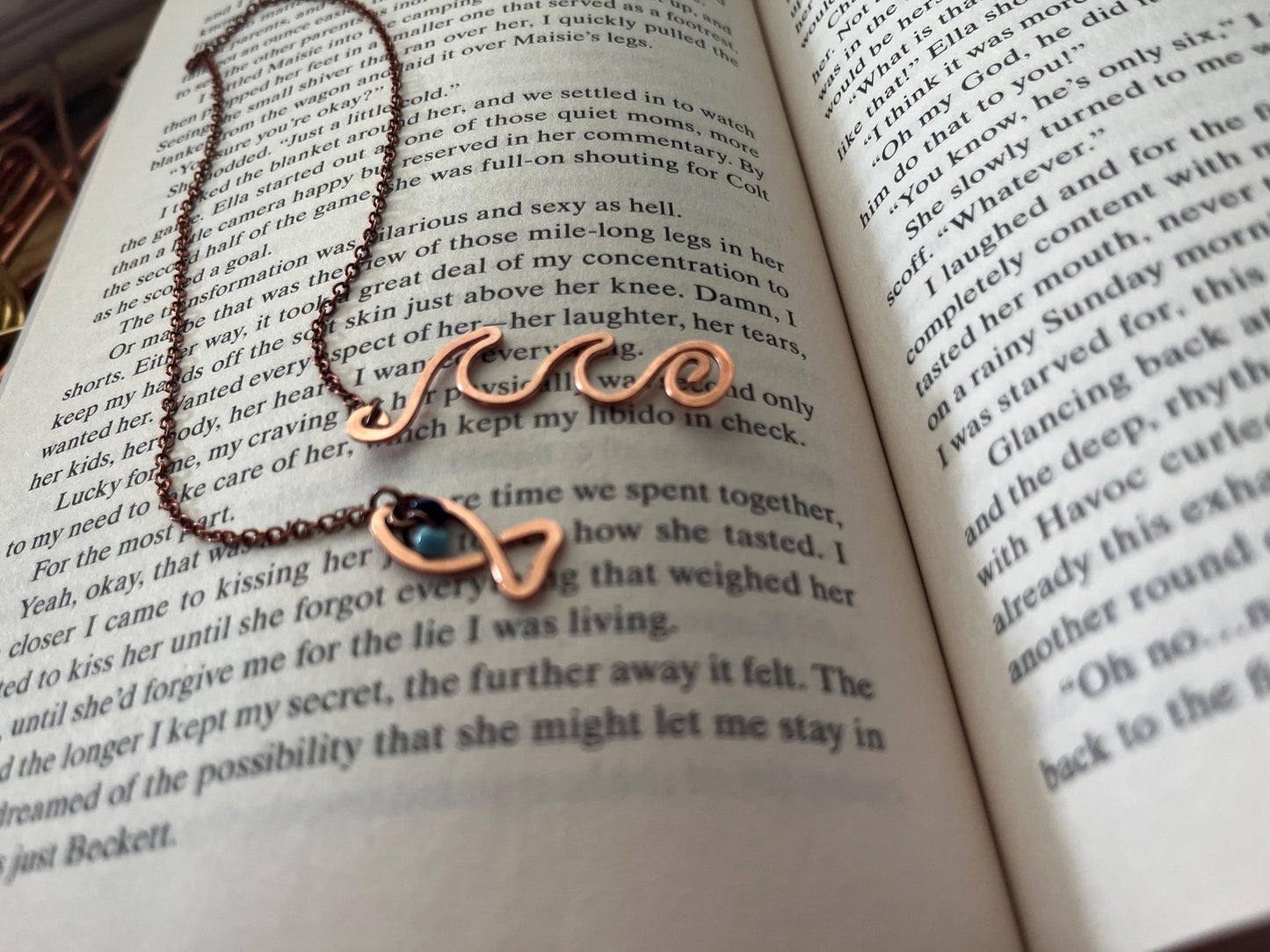 Ocean Waves & Fish Chain Bookmark | Handmade Copper Bookish Gift | Book Jewelry | Reading Accessory
