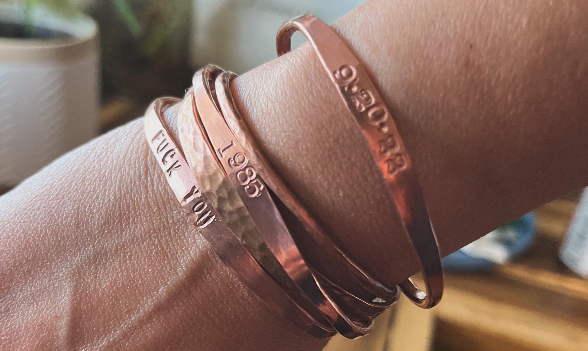 Personalized Copper Cuff Bracelet: Handmade Metal Jewelry Customizable Upcycled and Salvaged