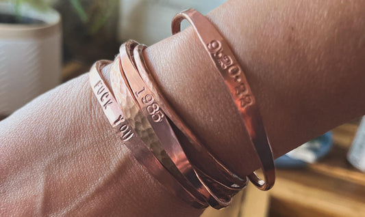 Personalized Copper Cuff Bracelet: Handmade Metal Jewelry Customizable Upcycled and Salvaged
