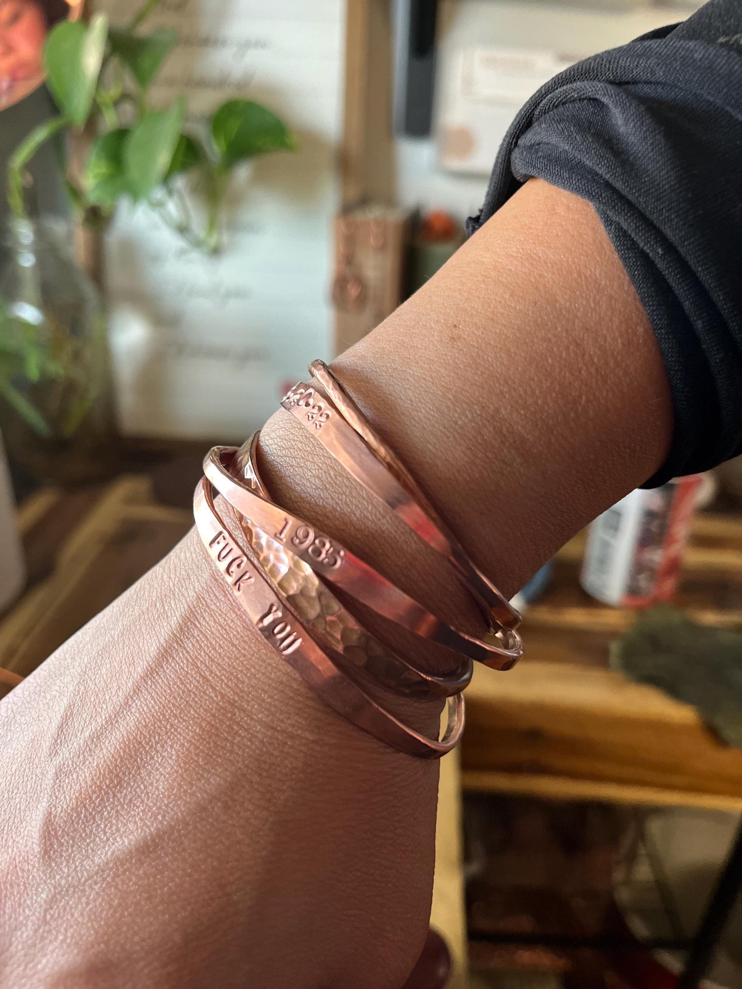 Personalized Copper Cuff Bracelet: Handmade Metal Jewelry Customizable Upcycled and Salvaged