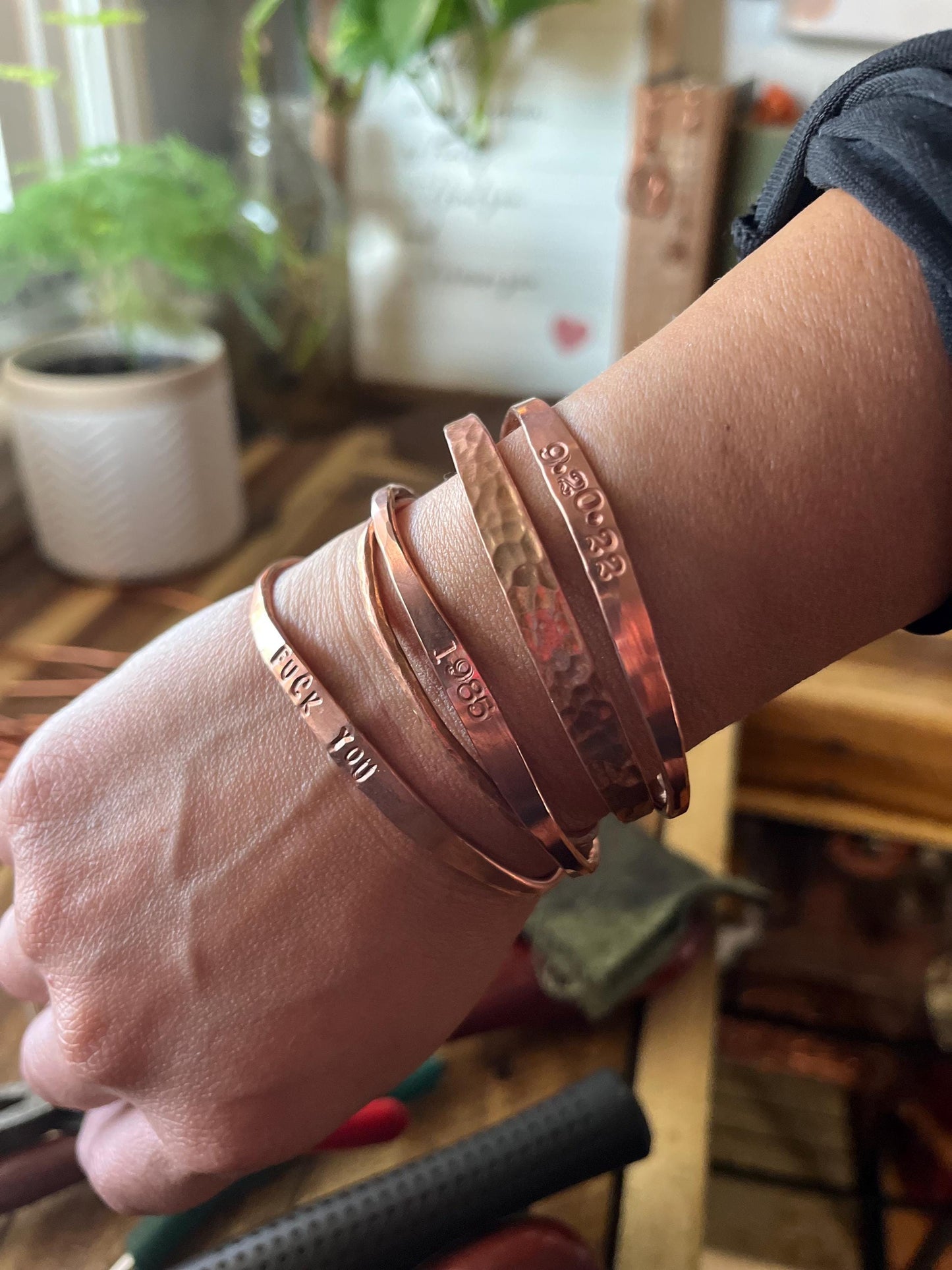 Personalized Copper Cuff Bracelet: Handmade Metal Jewelry Customizable Upcycled and Salvaged