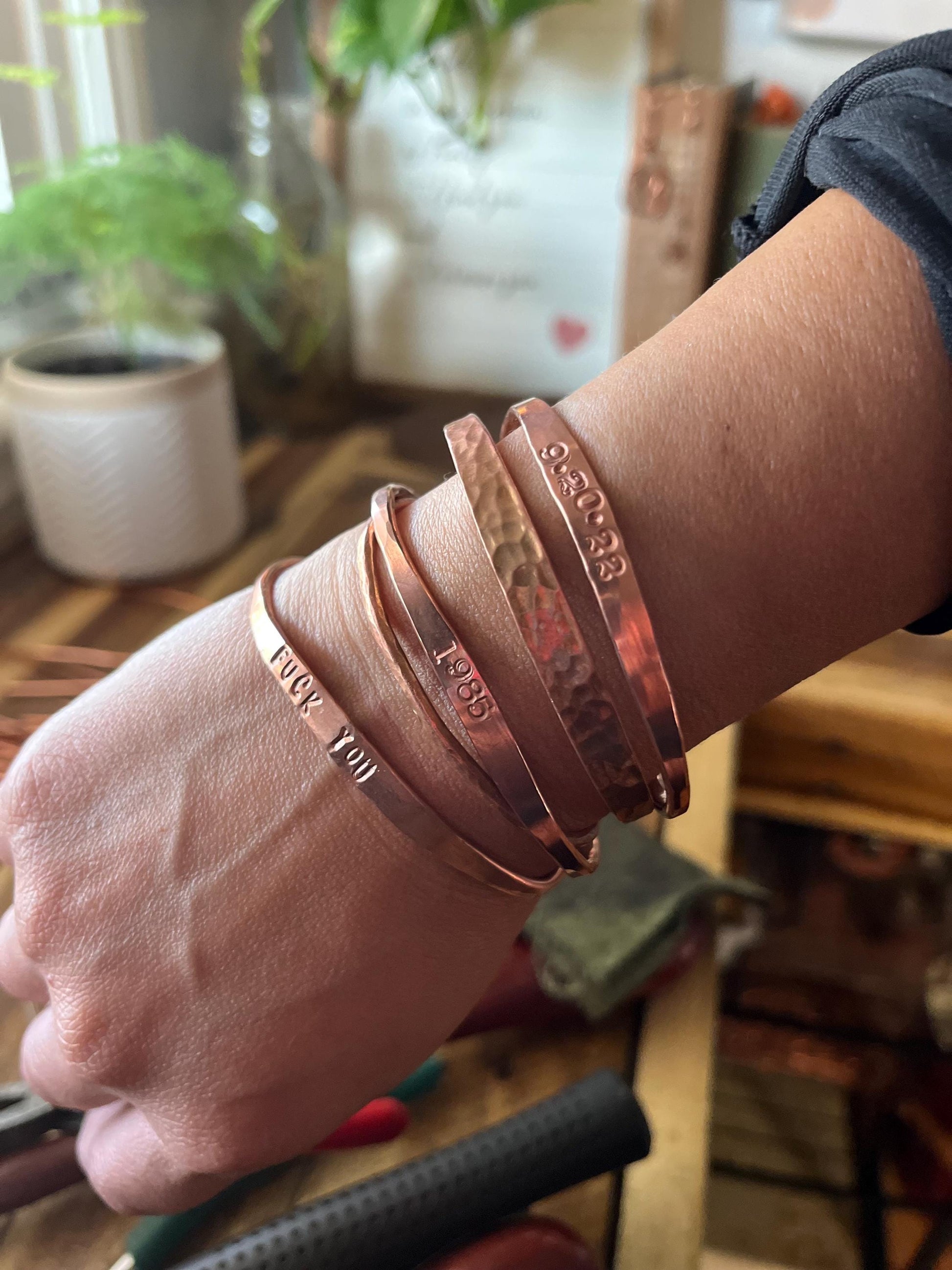 Personalized Copper Cuff Bracelet: Handmade Metal Jewelry Customizable Upcycled and Salvaged
