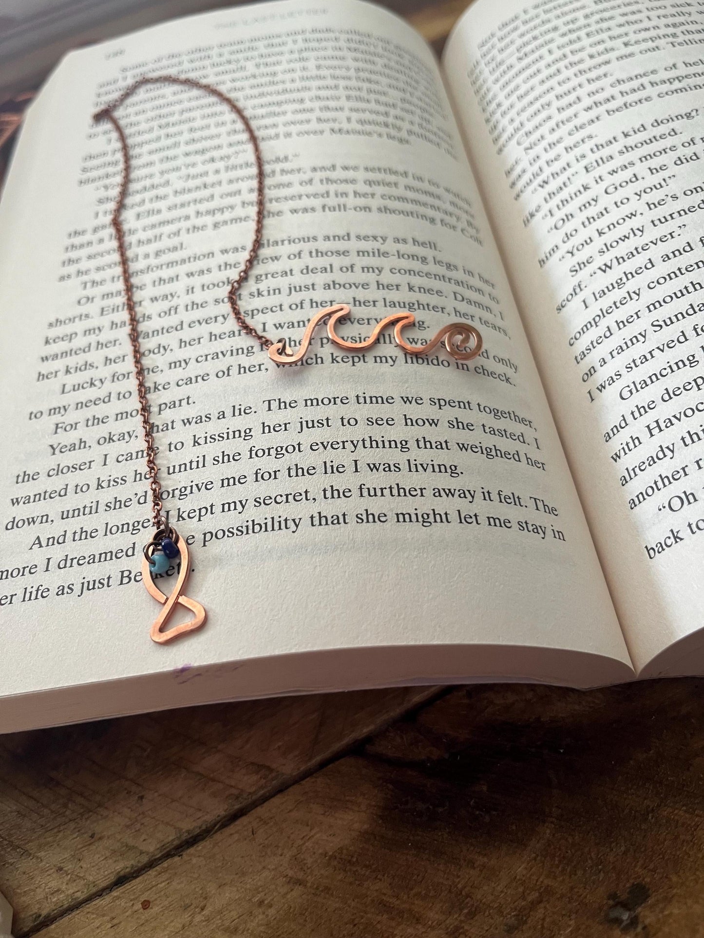 Ocean Waves & Fish Chain Bookmark | Handmade Copper Bookish Gift | Book Jewelry | Reading Accessory